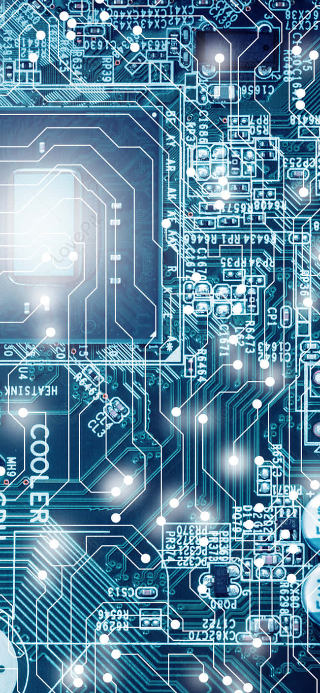 blue circuit board, glowing blue, intricate pathways, HD Phone Wallpaper