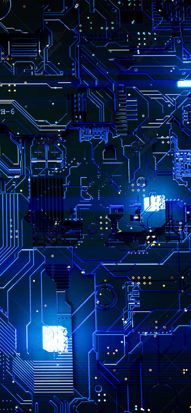 blue circuit board, glowing blue, intricate pathways, HD Phone Wallpaper