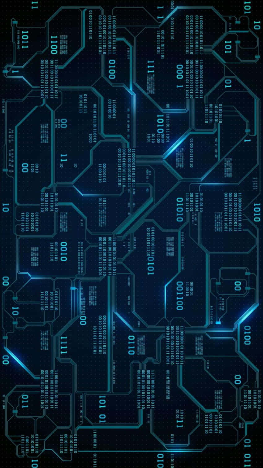 glowing blue circuit board, binary code, dark digital background, HD Phone Wallpaper