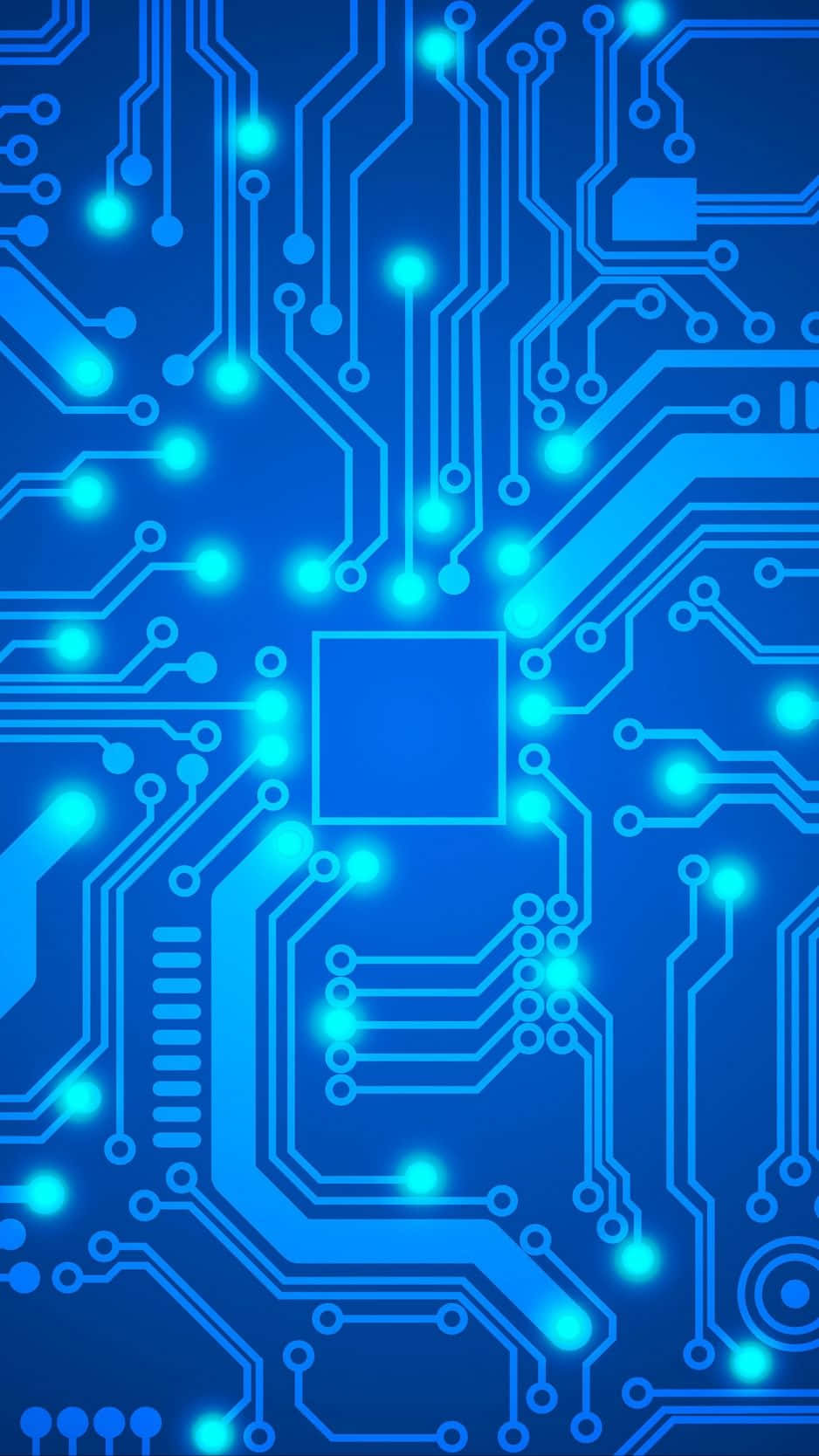 blue circuit board, glowing blue, neon nodes, HD Phone Wallpaper