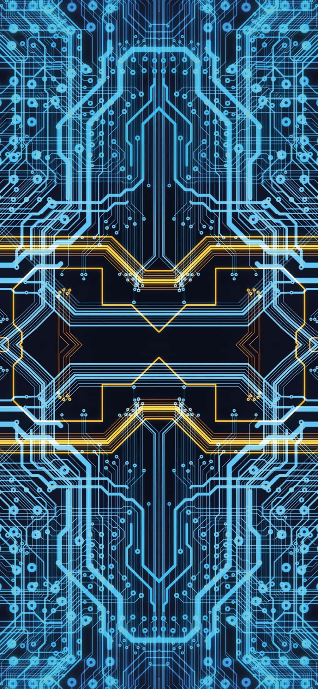 blue, gold, circuit board, Full HD Phone Wallpaper