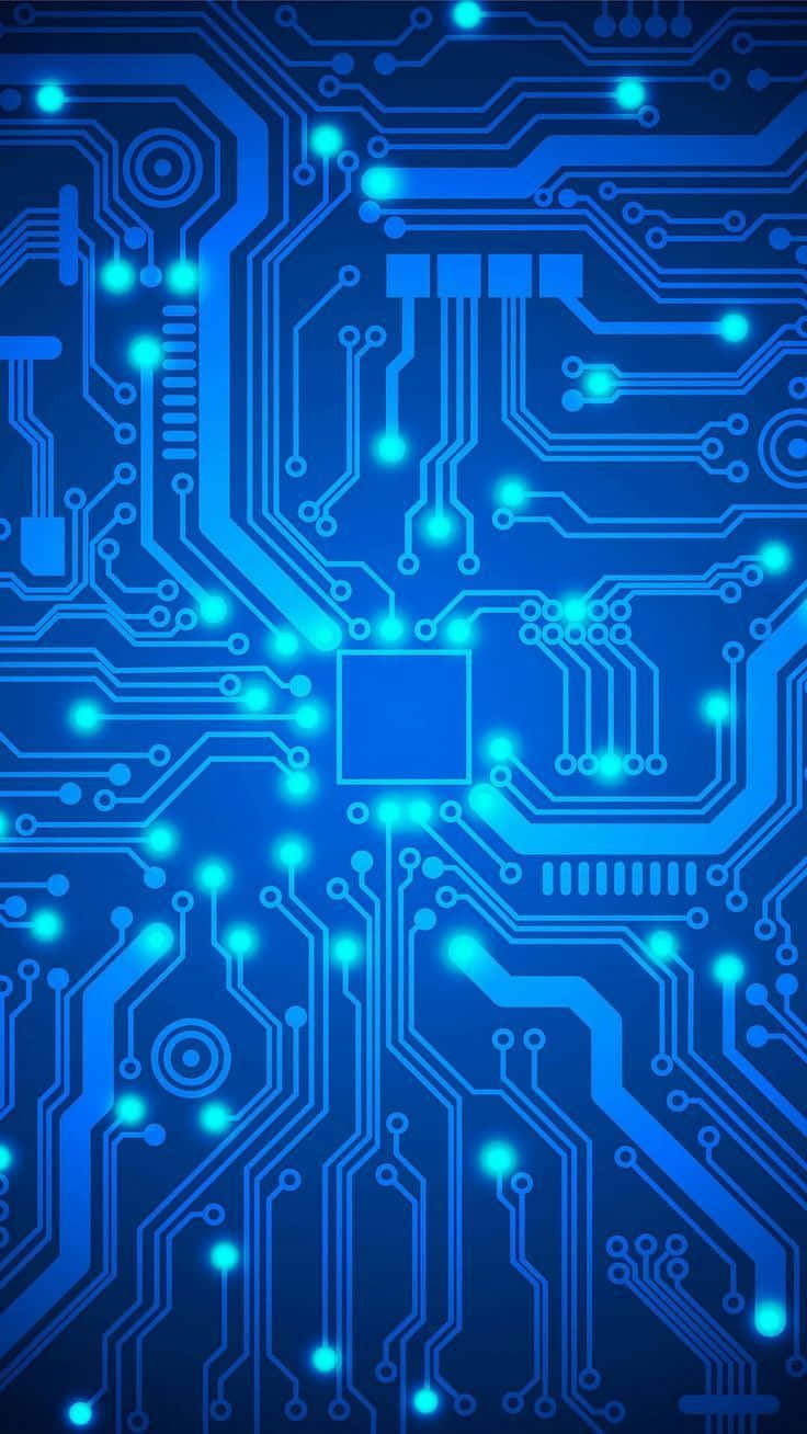 blue circuit board, glowing blue, intricate pathways, HD Phone Wallpaper