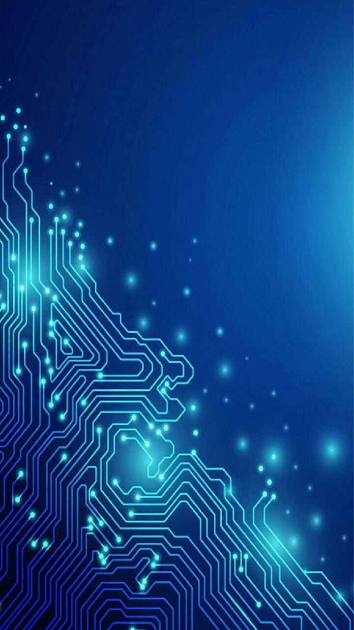 blue circuit board, diagonally flowing patterns, deep blue gradient background, HD Phone Wallpaper