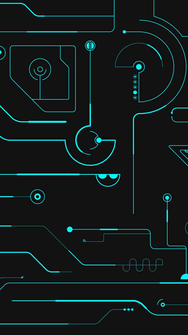 circuit board, glowing cyan lines, nodes, SD Phone Wallpaper