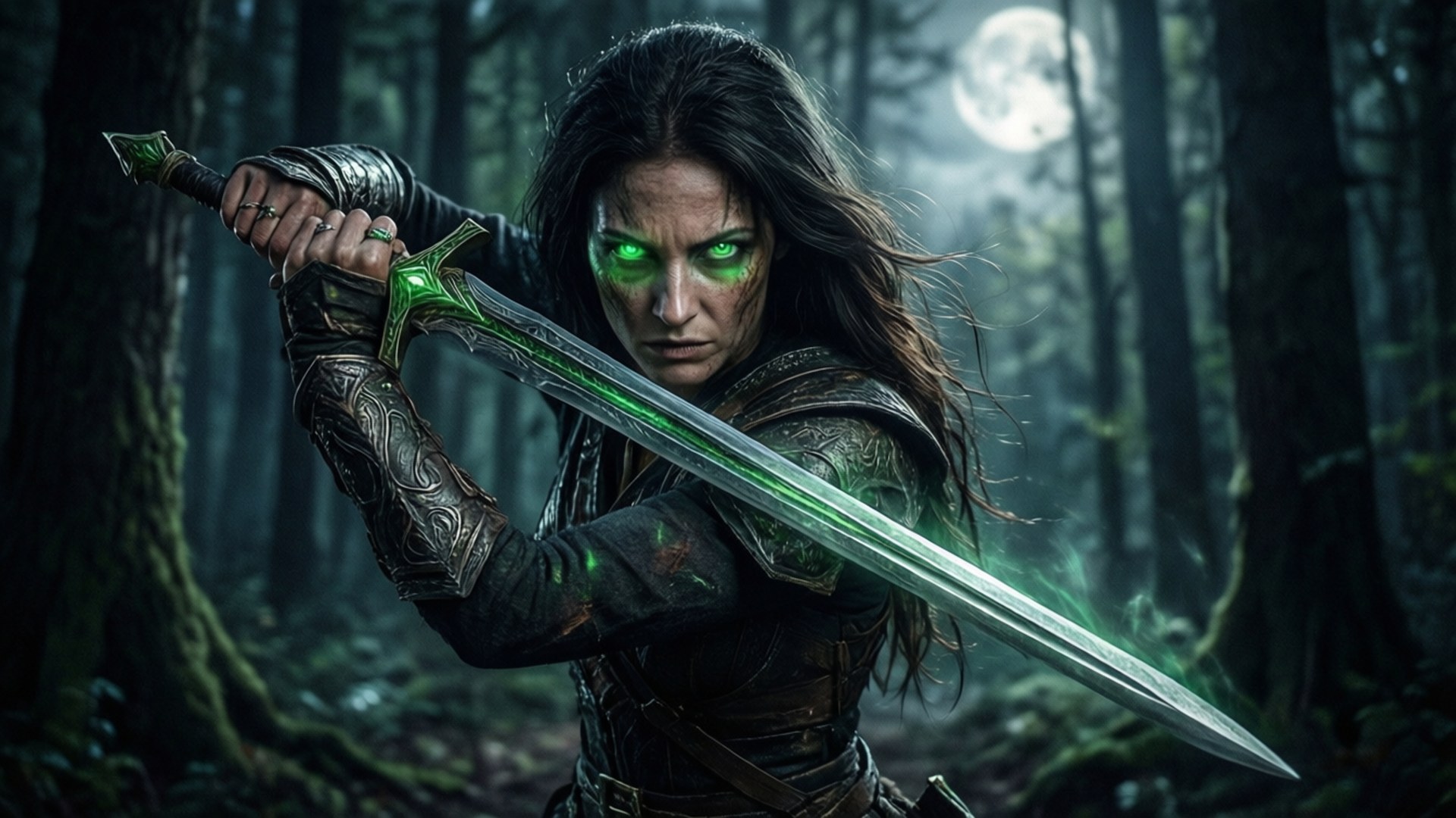 Ciri, Dark Forest, dark fantasy, Full HD Desktop Wallpaper