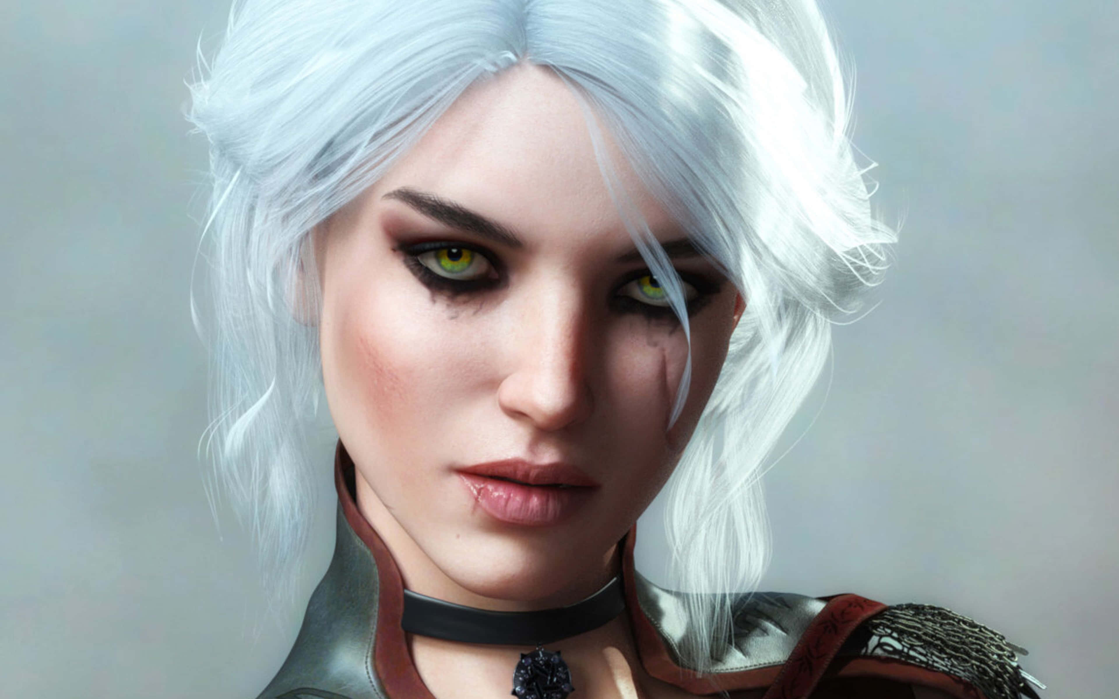 Ciri, white hair, green eyes, 4K Desktop Wallpaper