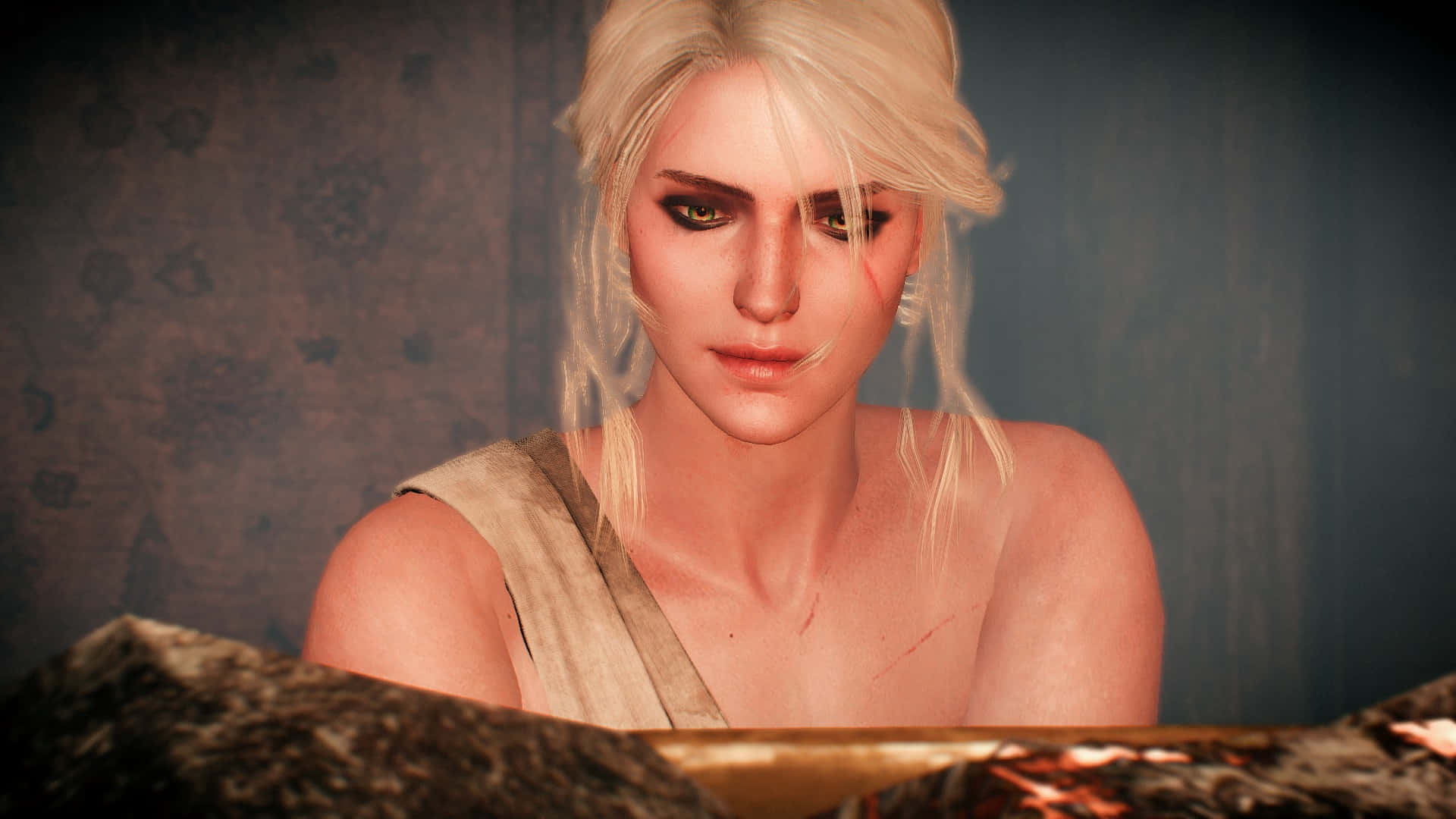 Ciri, blonde woman, intense green eyes, Full HD Desktop Wallpaper