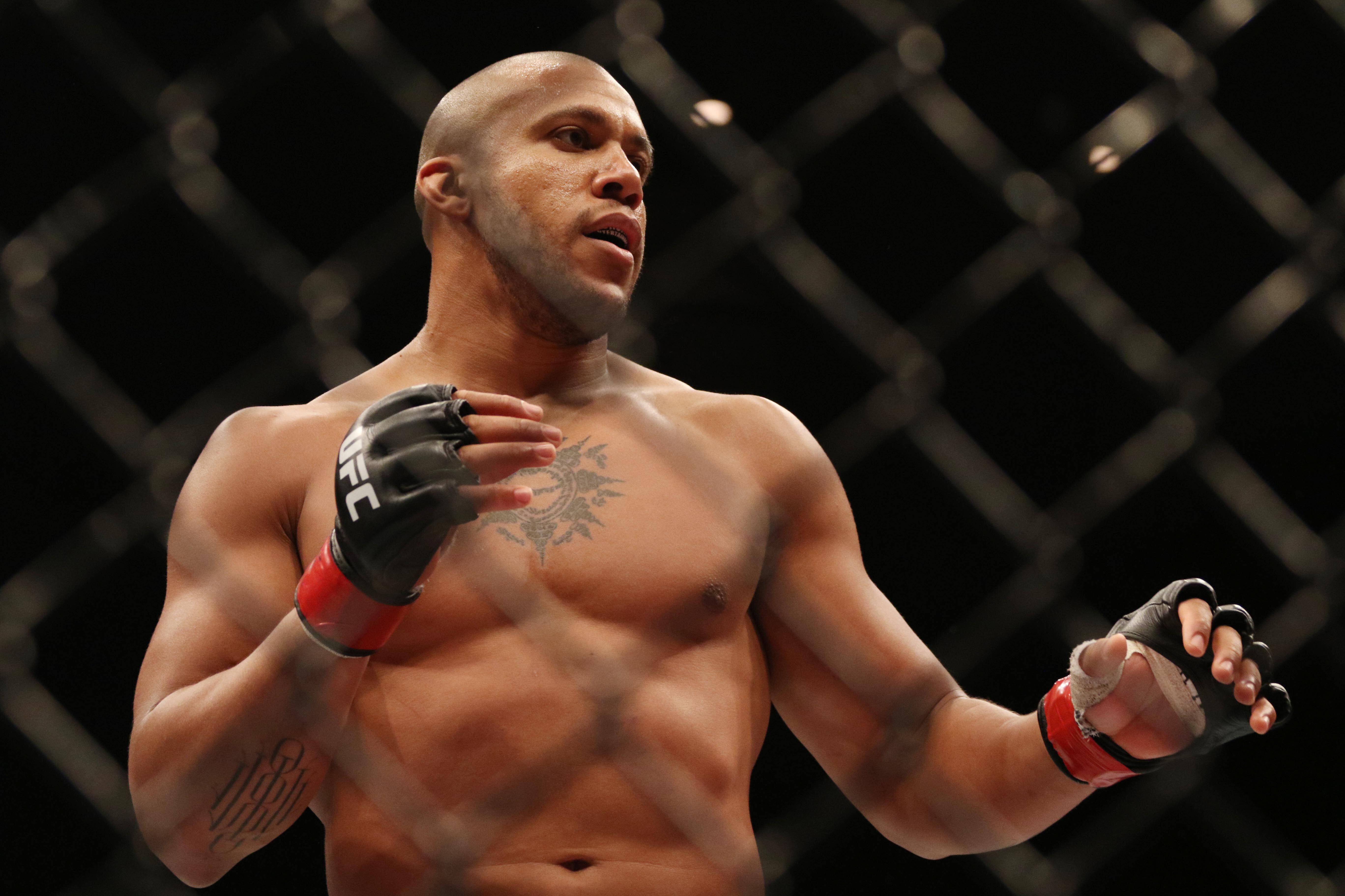 Ciryl Gane, UFC gloves, octagon cage, 5K Desktop Wallpaper