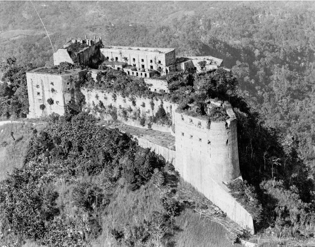 Citadelle Laferriere, black and white, aerial view, HD Desktop Wallpaper