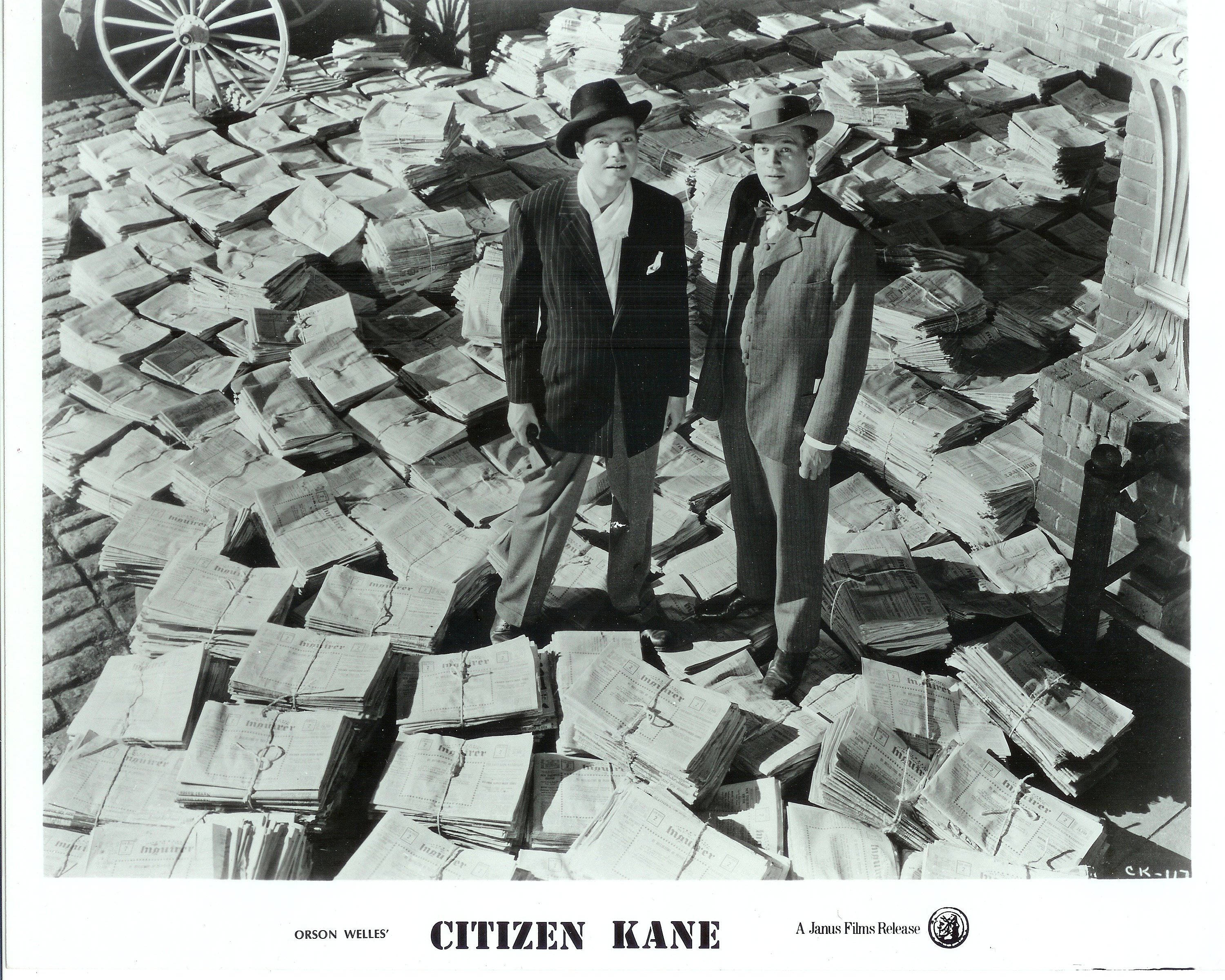 Citizen Kane, newspapers, black-and-white, 2K Desktop Wallpaper