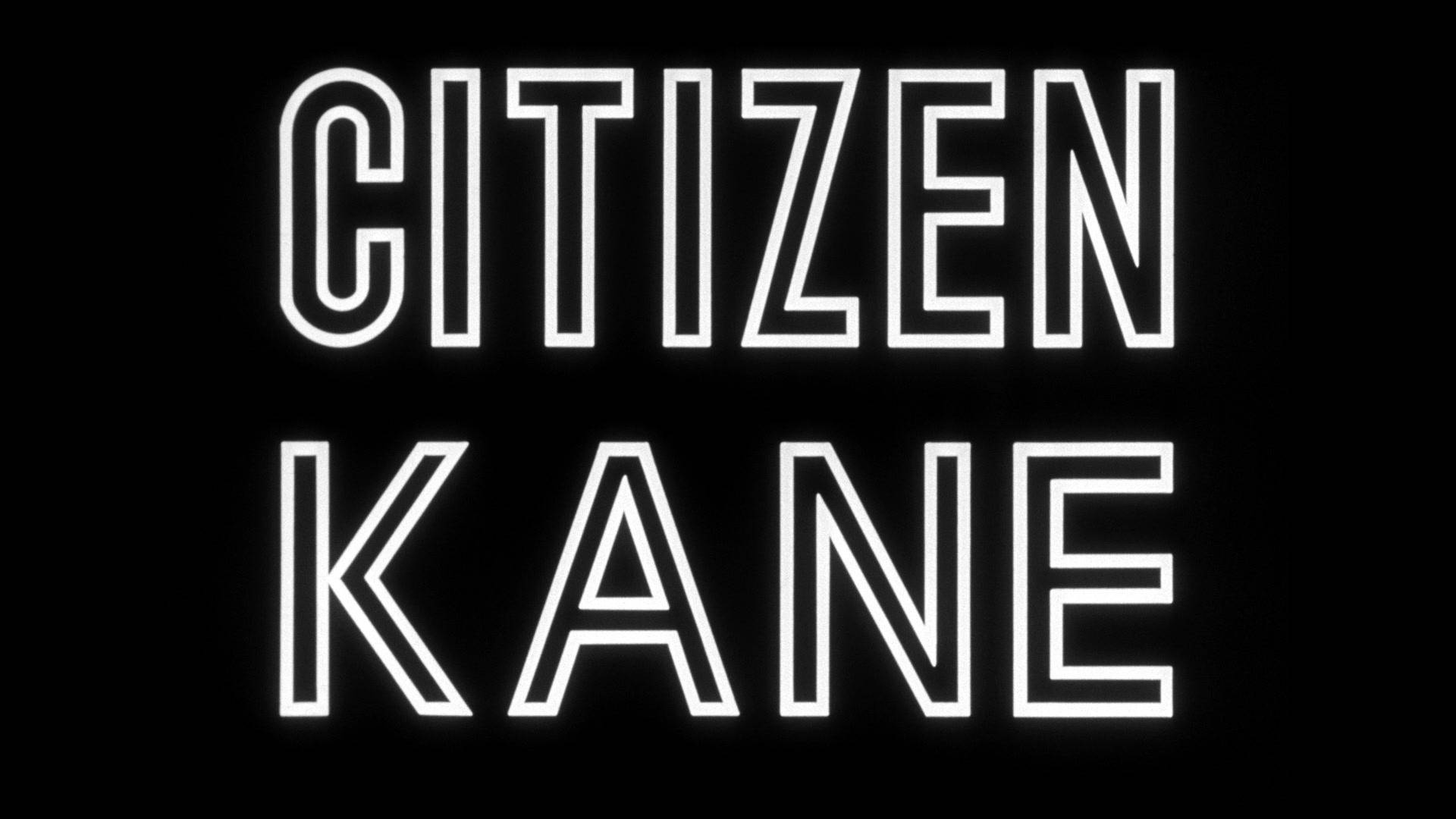 Citizen Kane, white outlined text, solid black background, Full HD Desktop Wallpaper