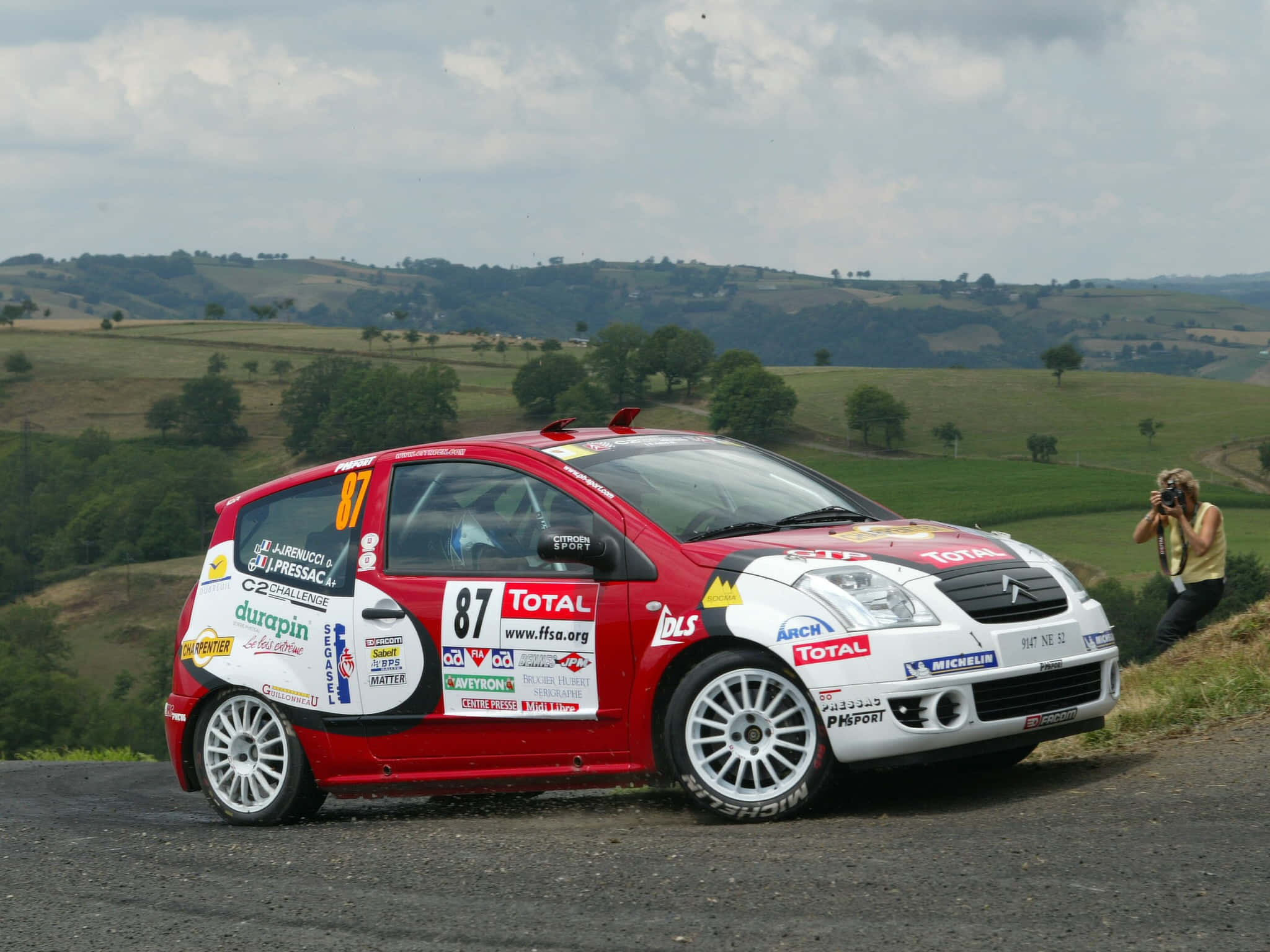 Citroen C2 Super 1600, red and white rally car, number 87, Full HD Desktop Wallpaper