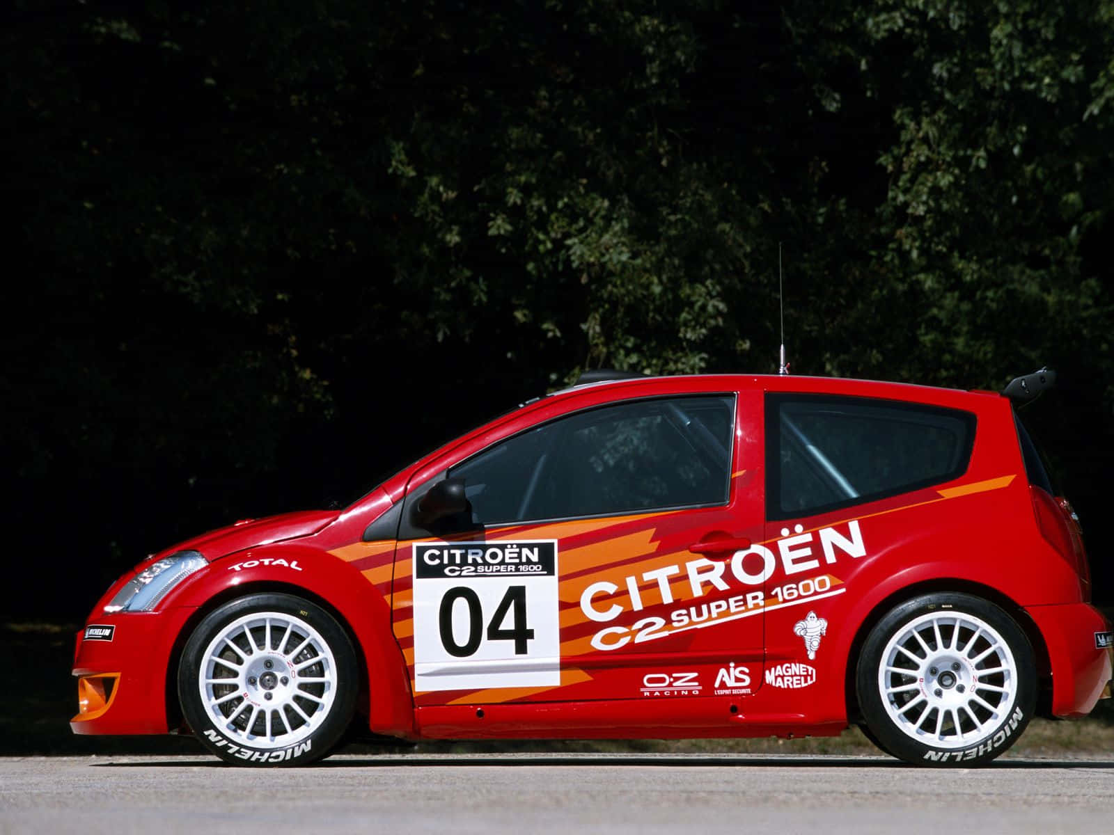 Citroen C2 Super 1600, vibrant red, number 04, HD Desktop Wallpaper