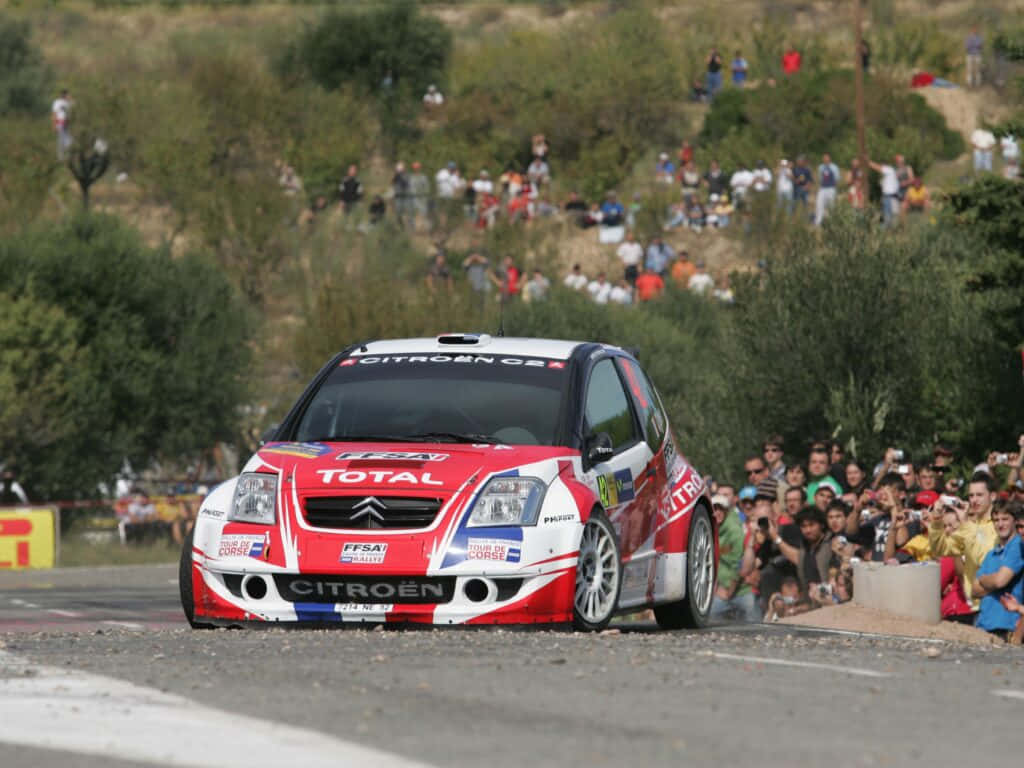 Citroen C2 Super 1600, red white and blue, gravel road, SD Desktop Wallpaper