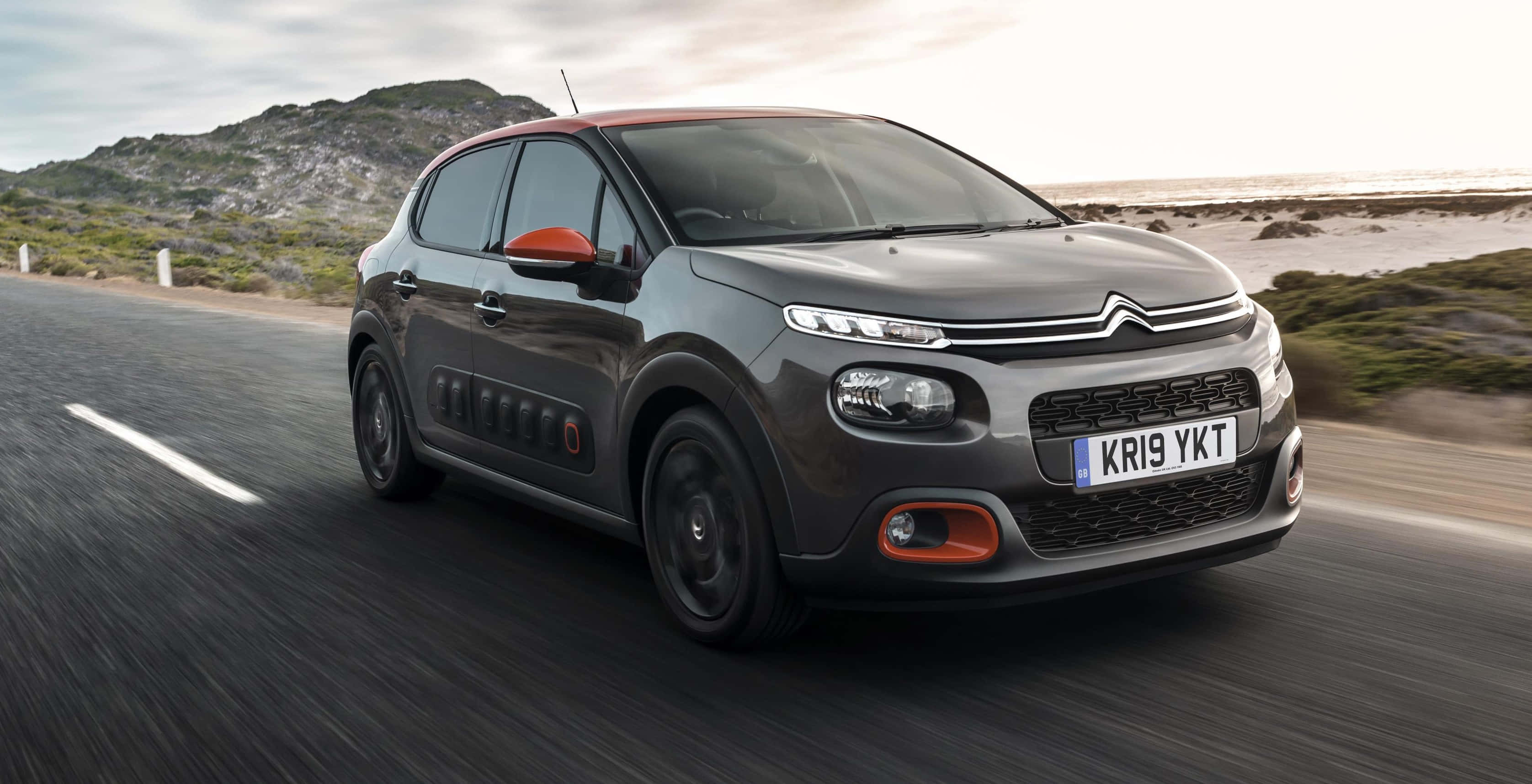 Citroen C3, gray, orange accents, 2K Desktop Wallpaper