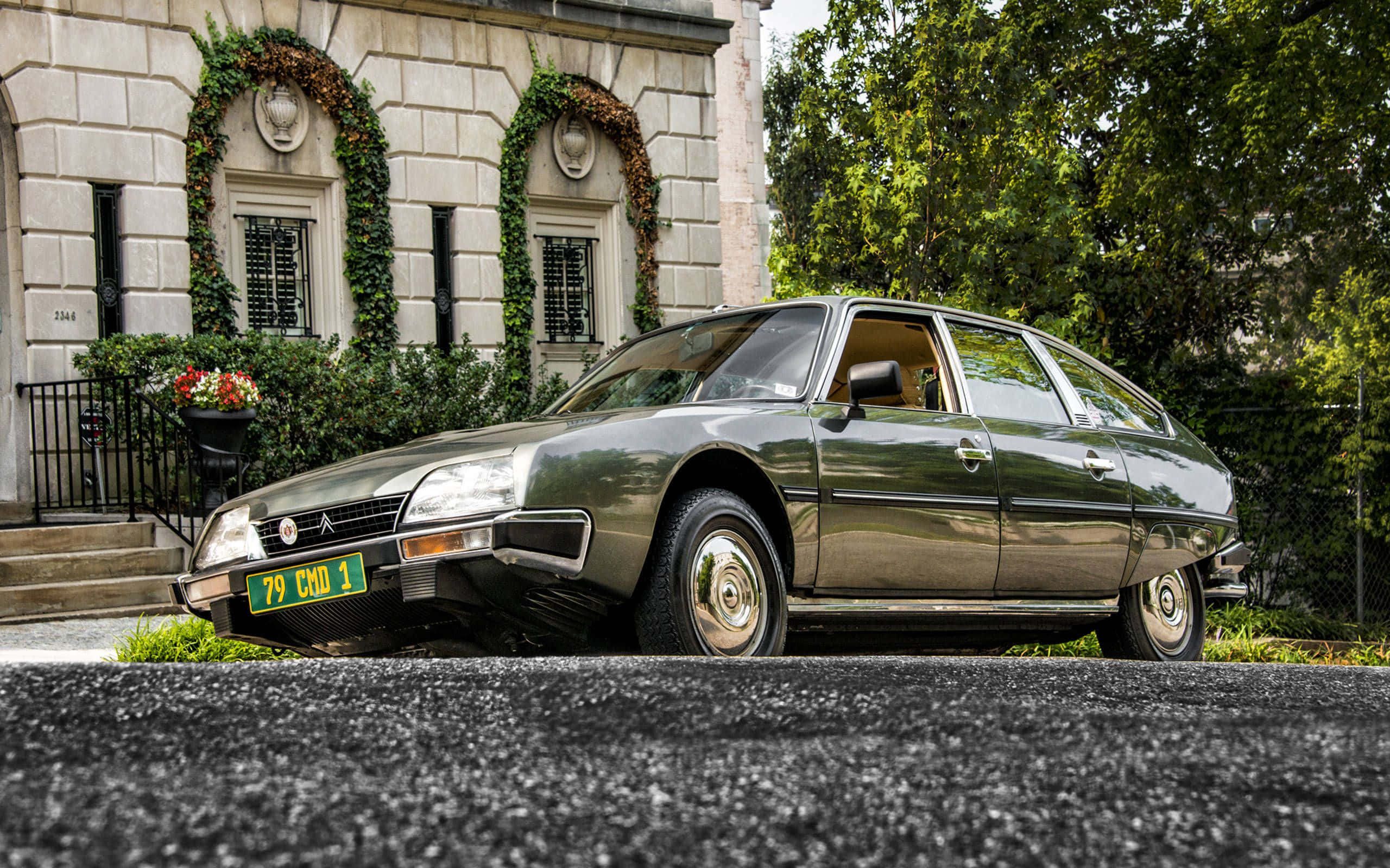 Citroen Cx, olive green, asphalt, 2K Desktop Wallpaper
