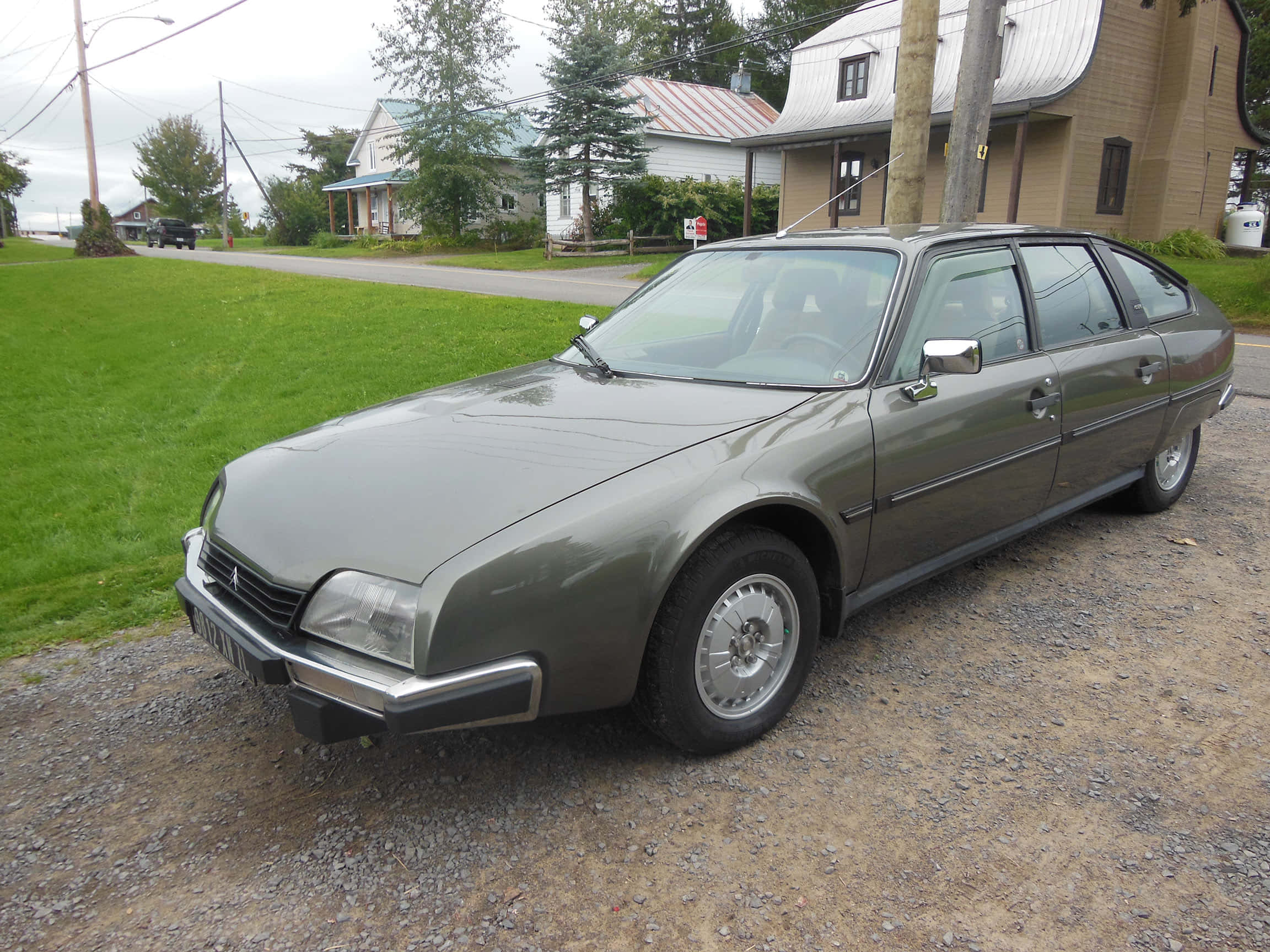 Citroen Cx, olive green, gravel driveway, Full HD Desktop Wallpaper