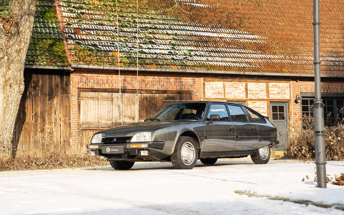 Citroen Cx, dark gray, snowy ground, HD Desktop Wallpaper