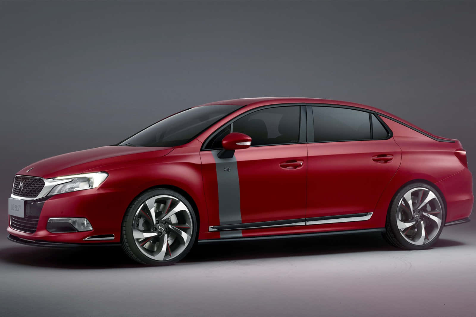 Citroen DS 5LS, red, silver racing stripes, HD Desktop Wallpaper