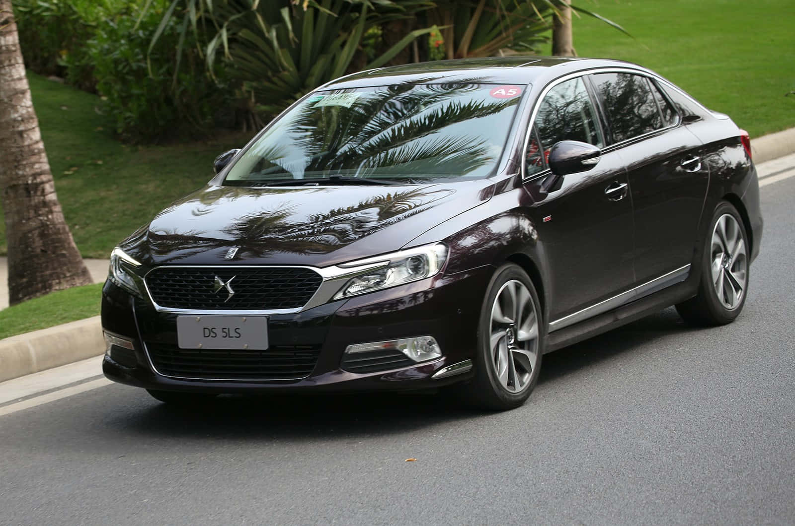 Citroen DS 5LS, sleek black, paved road, HD Desktop Wallpaper