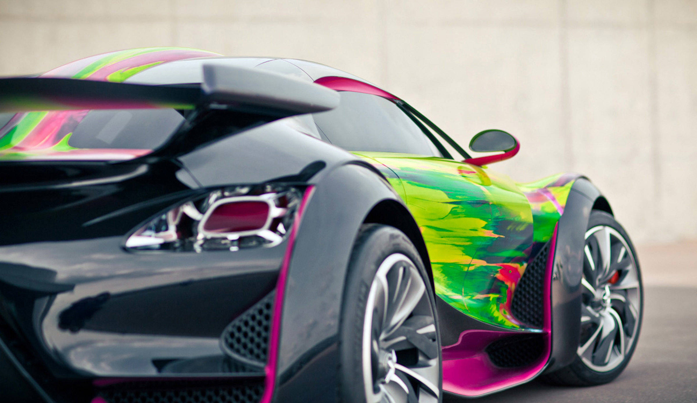 Citroen Survolt, neon green, pink, Full HD Desktop Wallpaper