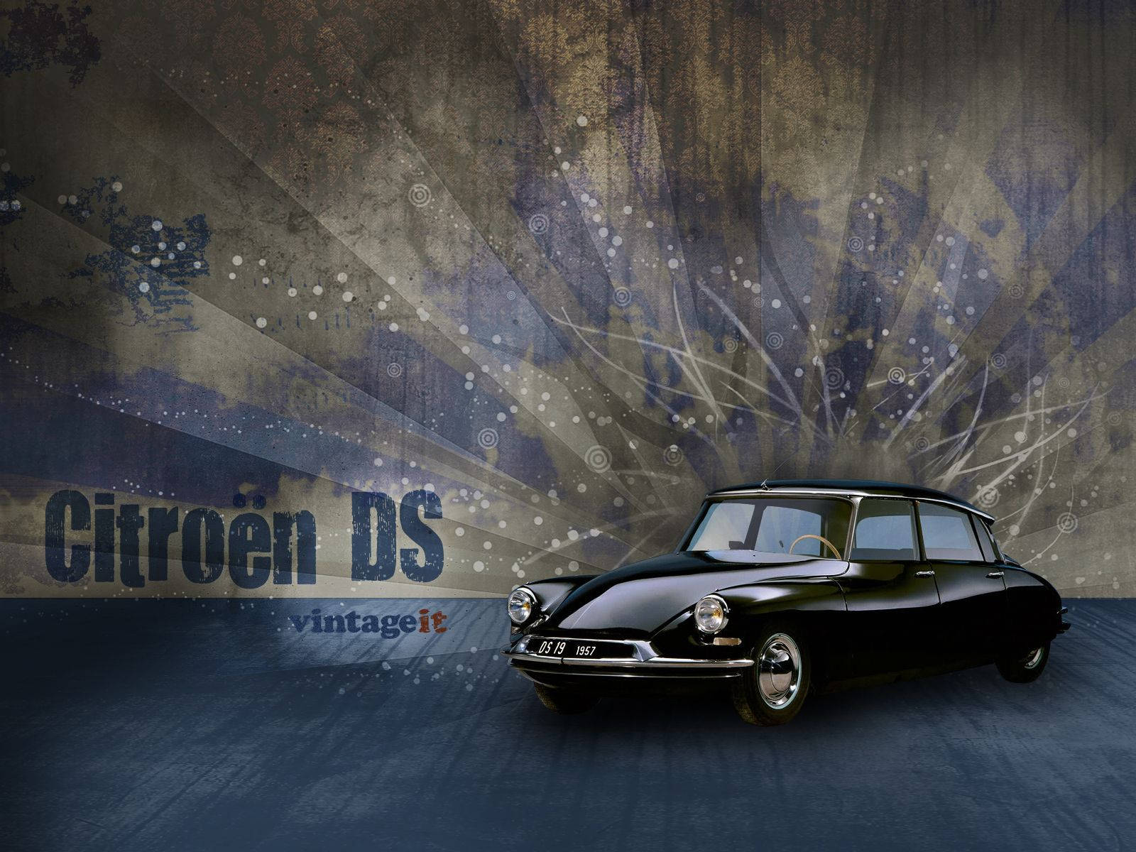 Citroen DS 19, 1957, sleek black, HD Desktop Wallpaper