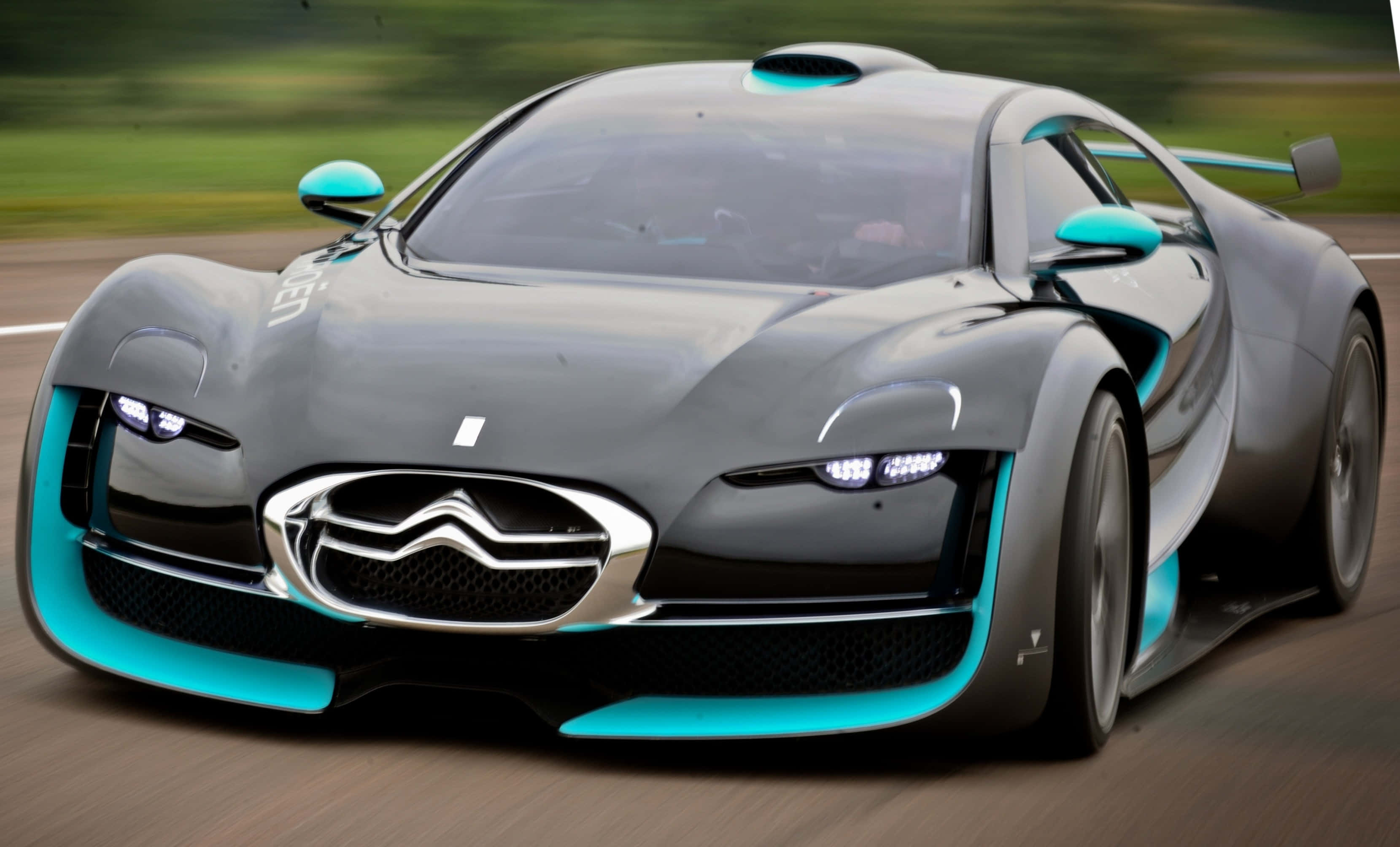 Citroen DS Survolt, turquoise accents, futuristic Citroën concept car, 2K Desktop Wallpaper