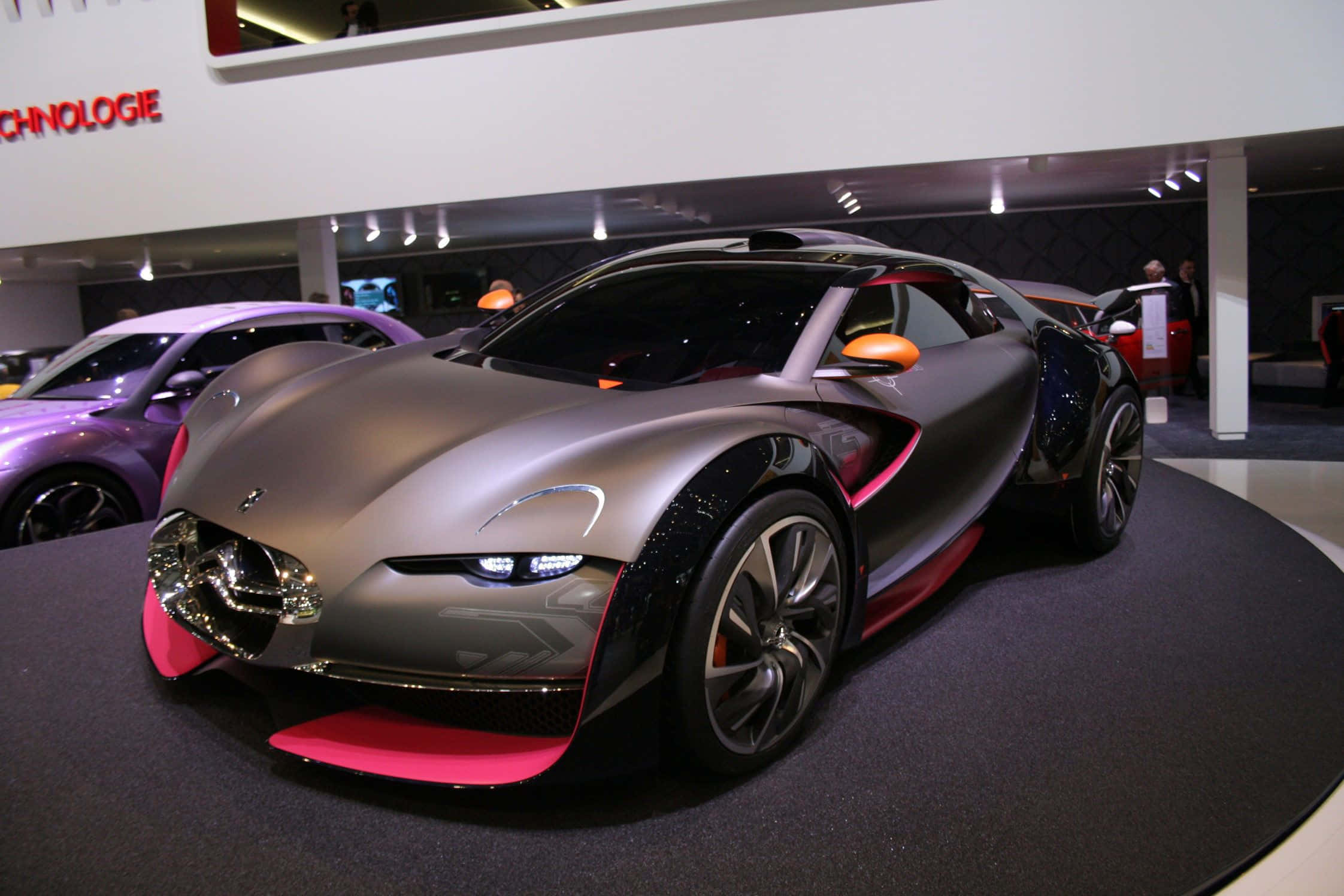 Citroen DS Survolt, silver, pink accents, Full HD Desktop Wallpaper