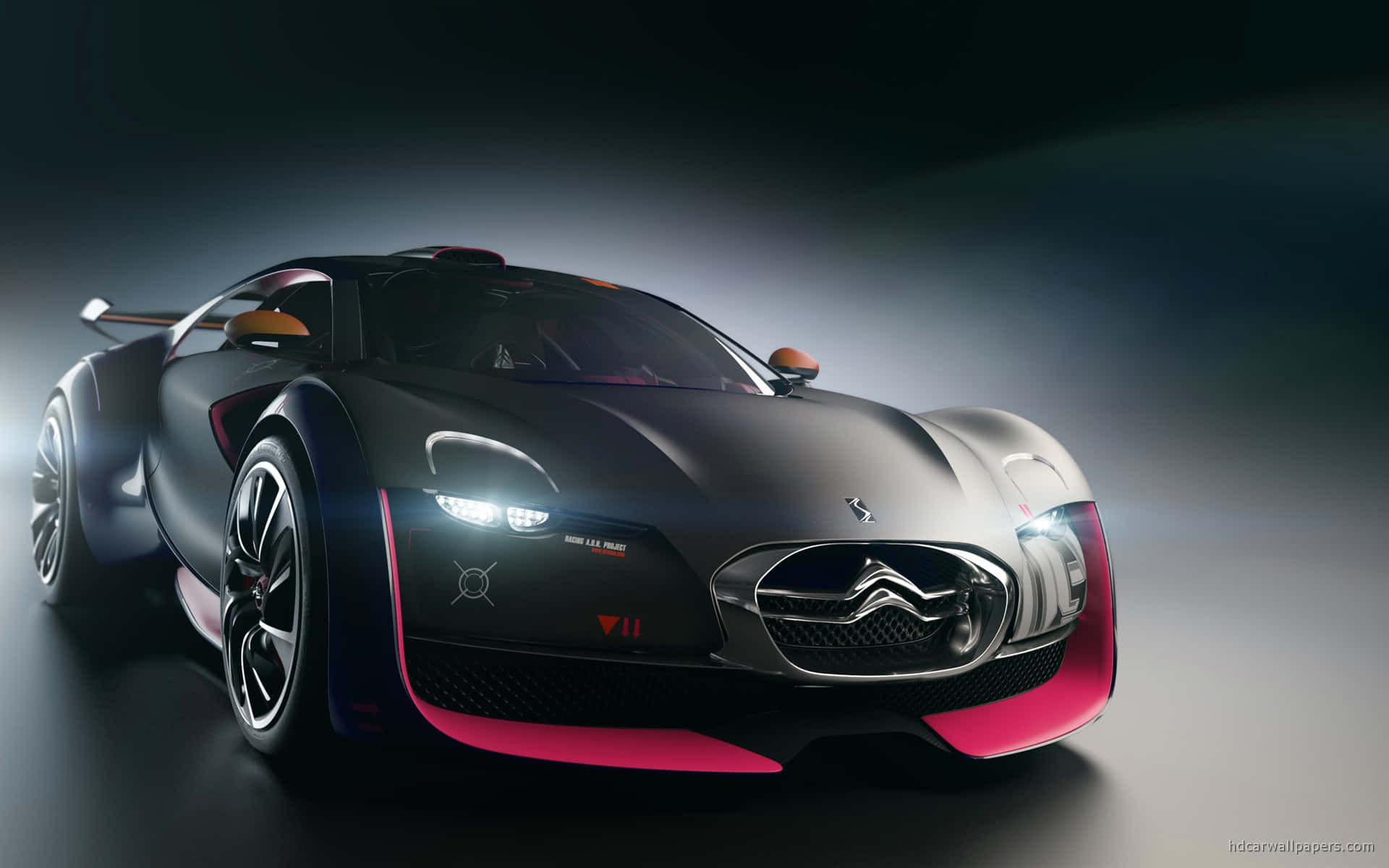 Citroen DS Survolt, matte black, vibrant pink accents, Full HD Desktop Wallpaper