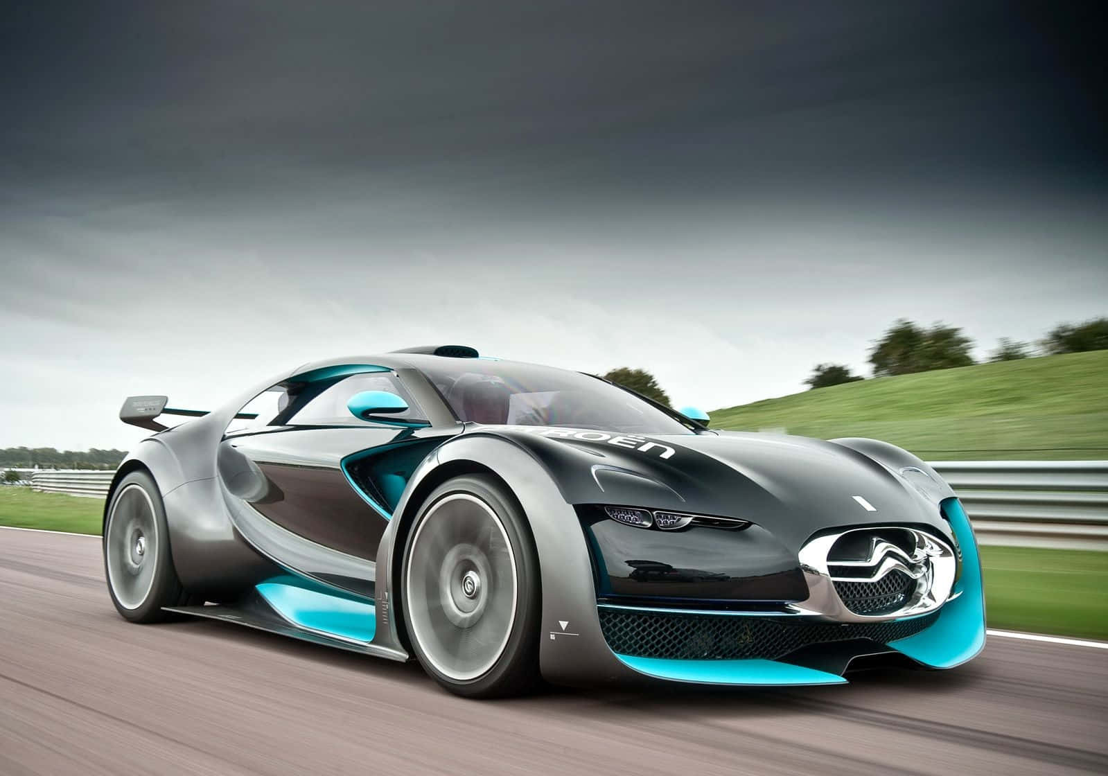Citroen DS Survolt, teal accents, racetrack, HD Desktop Wallpaper