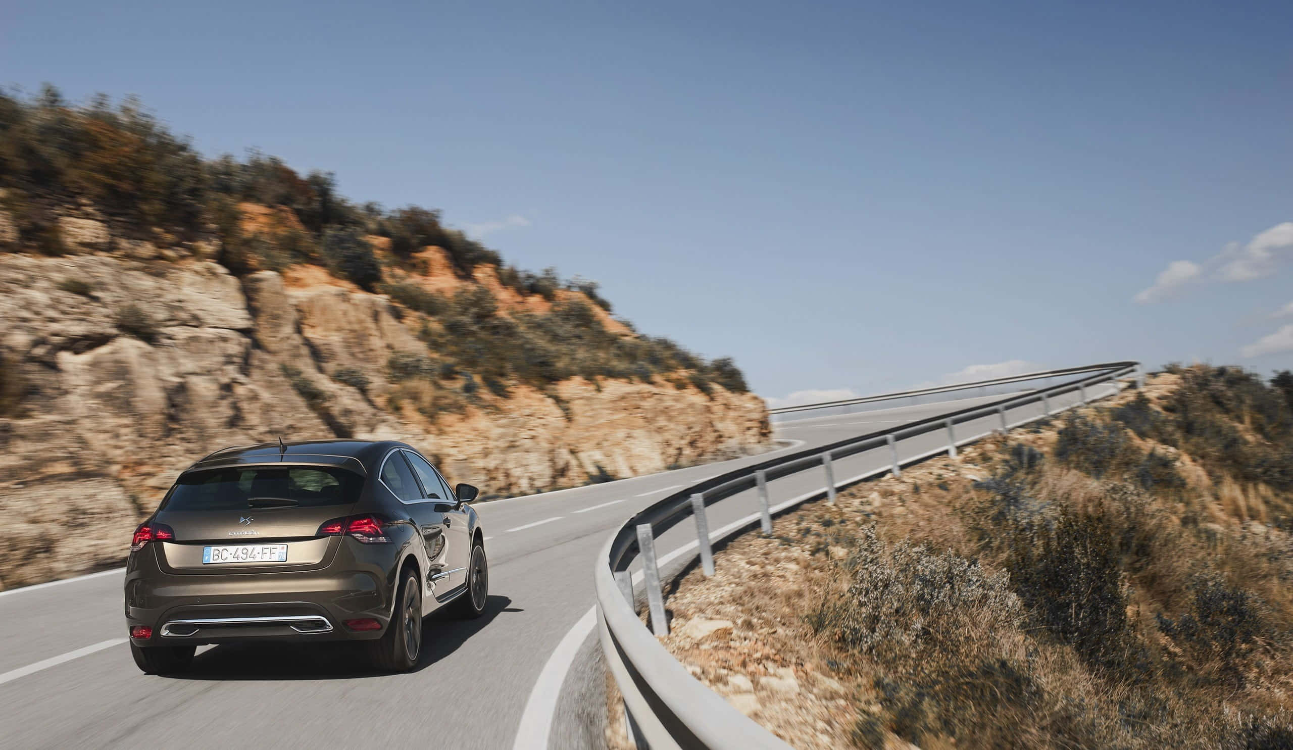 Citroen Ds4, bronze, mountain road, 2K Desktop Wallpaper