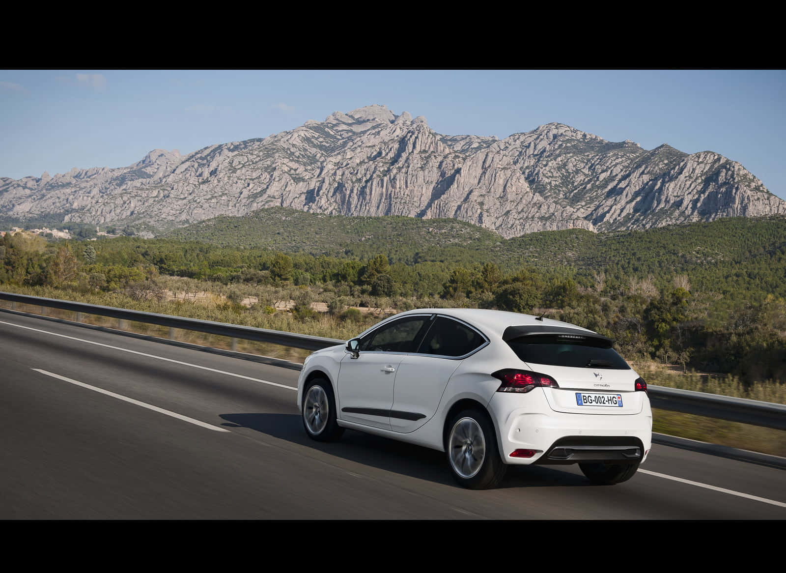 Citroen DS4, white hatchback, highway, HD Desktop Wallpaper