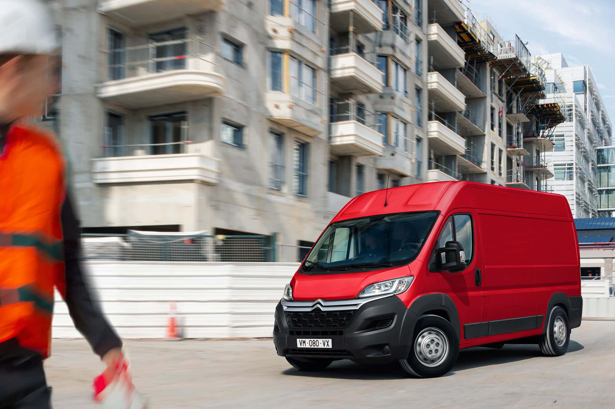 Citroen Jumper, vibrant red, construction site, Full HD Desktop Wallpaper