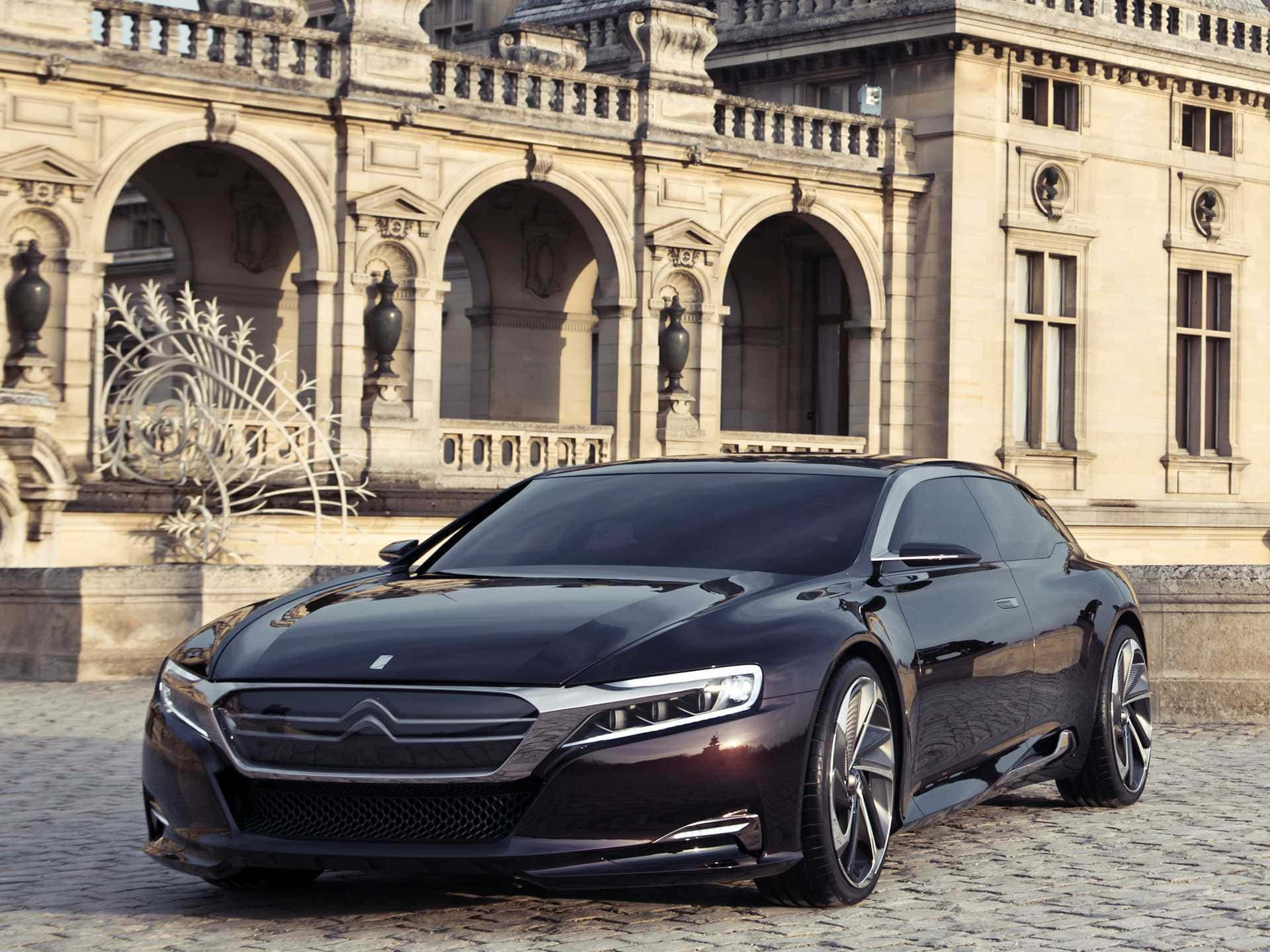 Citroen Numero 9 Concept, sleek black luxury sedan, golden sunlight, Full HD Desktop Wallpaper
