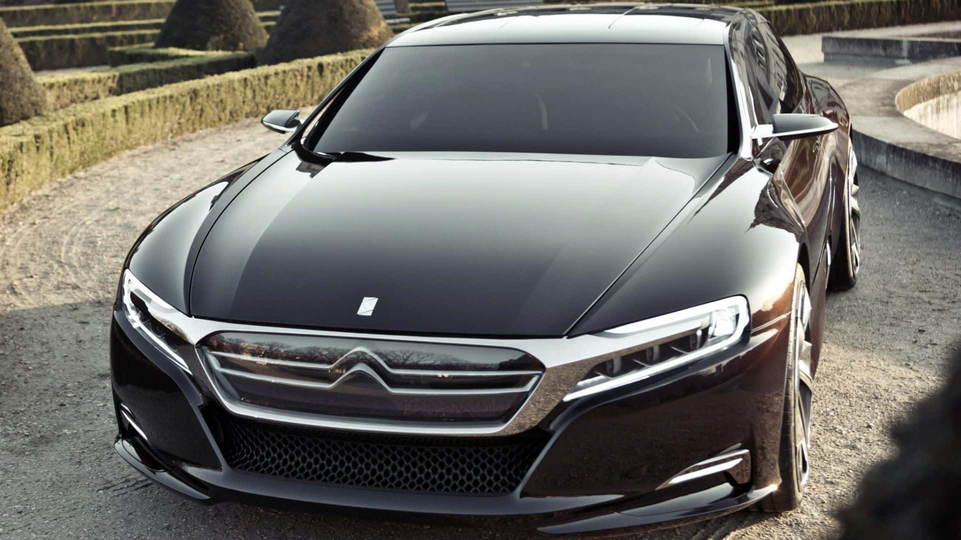 Citroen Numero 9 Concept, sleek black luxury sedan, chrome accents, Full HD Desktop Wallpaper