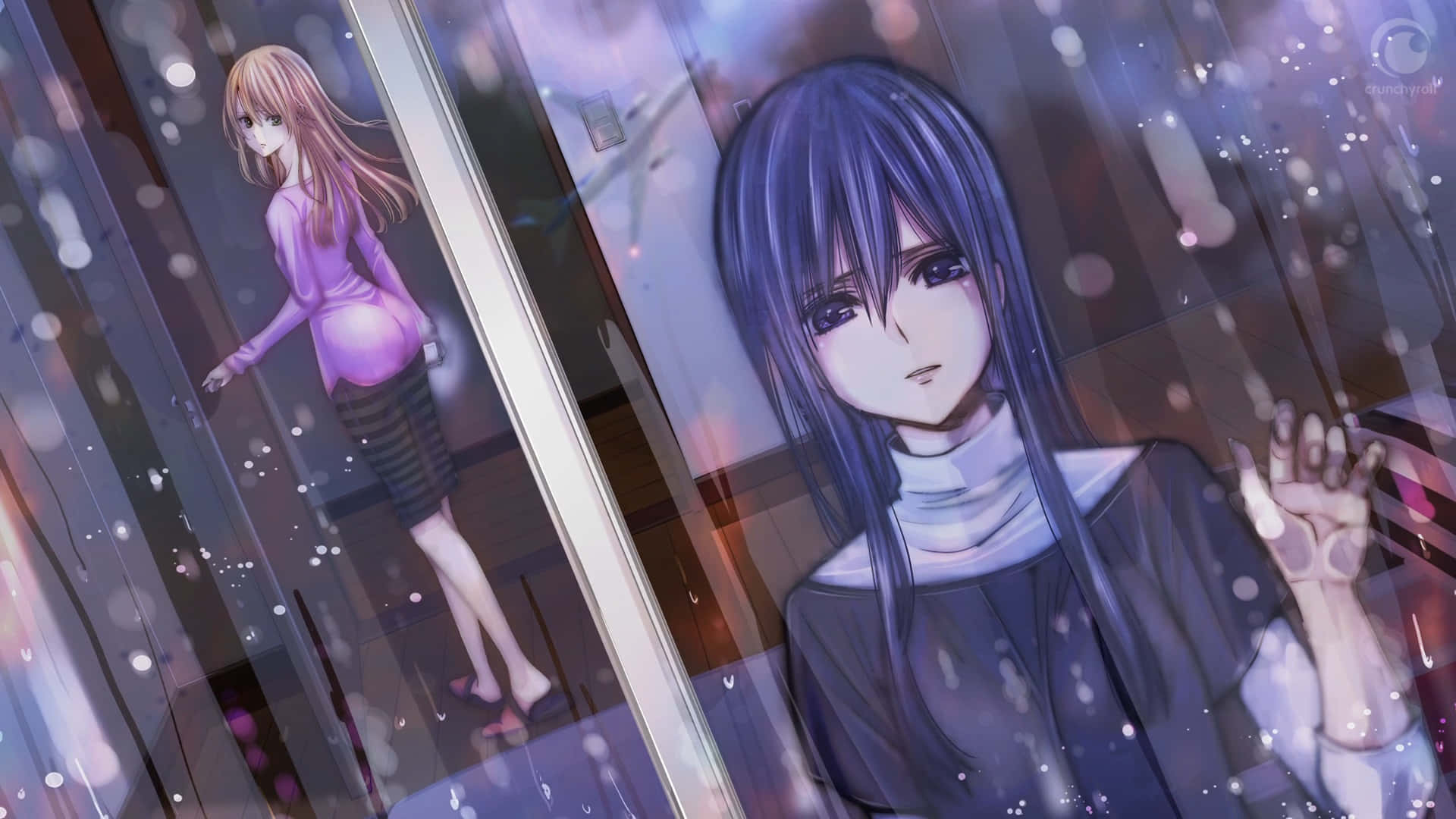 Citrus Anime, glass elevator, sparkling lights, Full HD Desktop Wallpaper