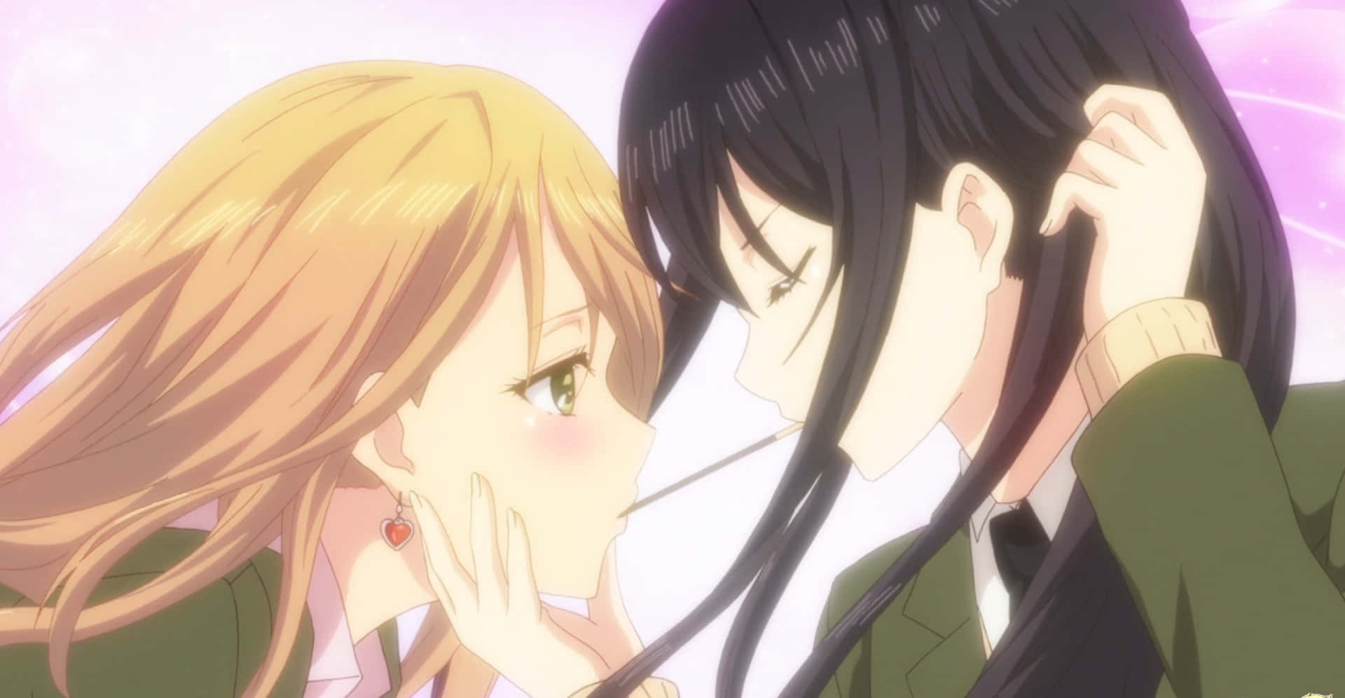 Citrus Anime, school uniforms, soft pink light, Full HD Desktop Wallpaper