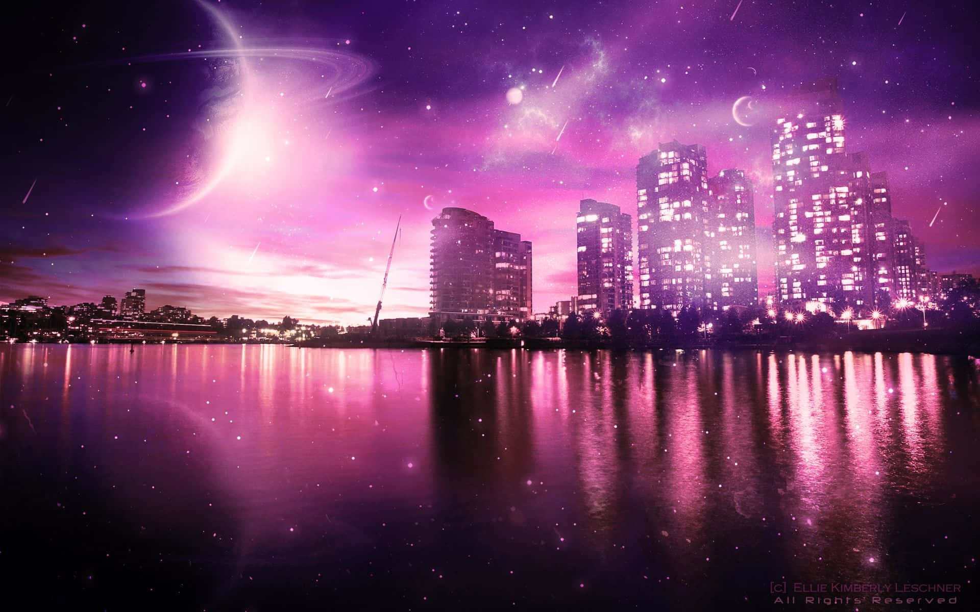 Pink City, twilight, calm water body, Full HD Desktop Wallpaper