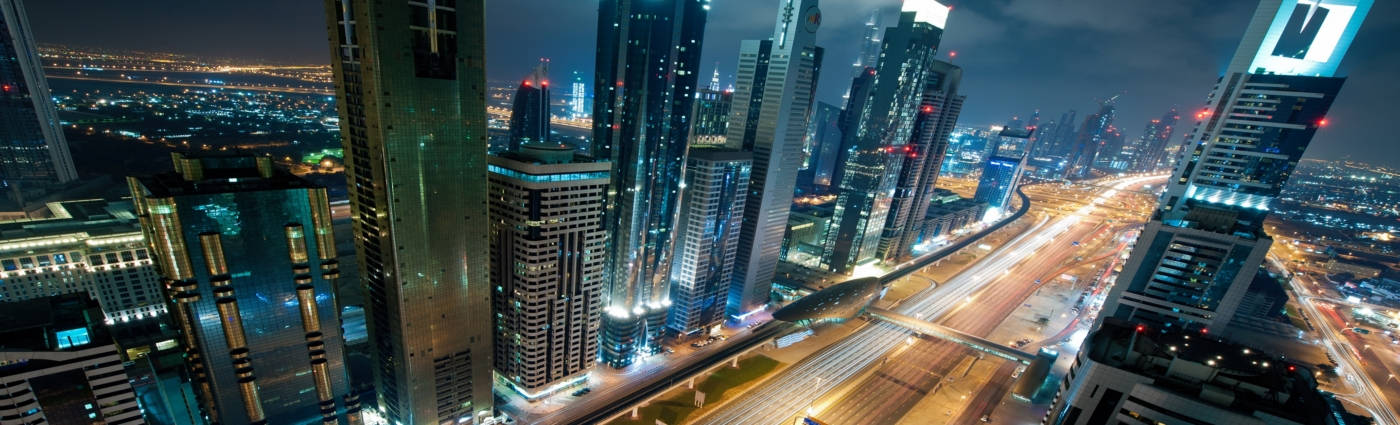 futuristic cityscape, night, towering skyscrapers, HD Desktop Wallpaper