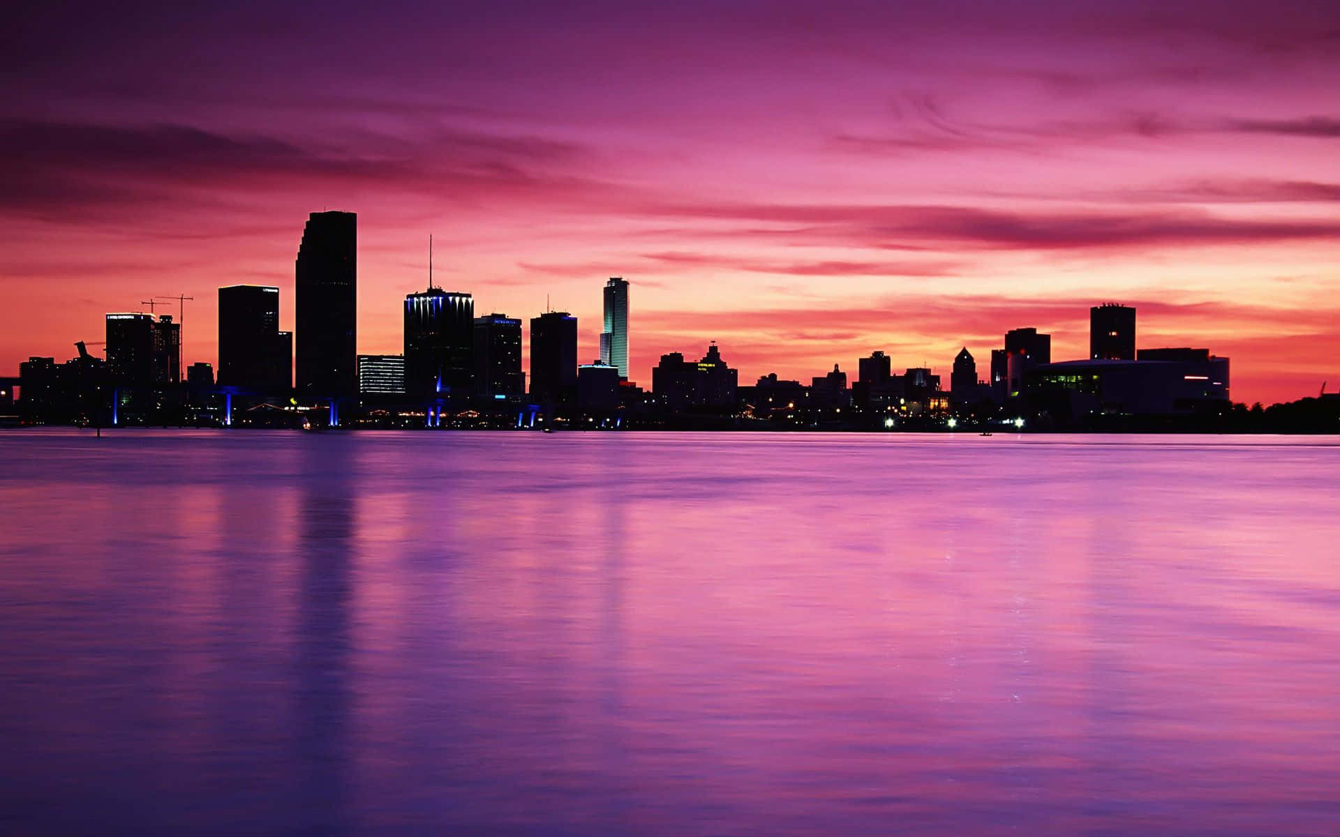 Pink City, Seaside Pink City Skyline, sunset, Full HD Desktop Wallpaper