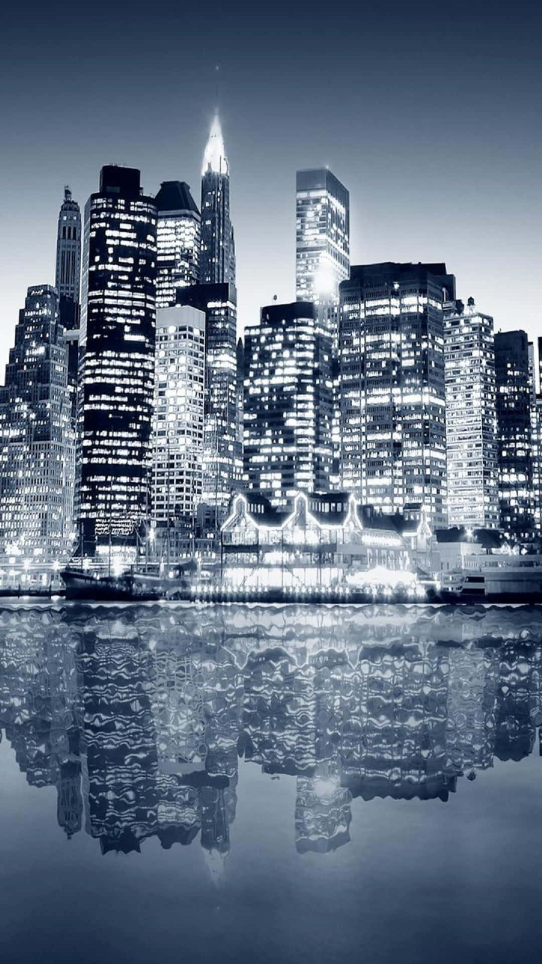 City iPhone, modern skyline, night, Full HD Phone Wallpaper