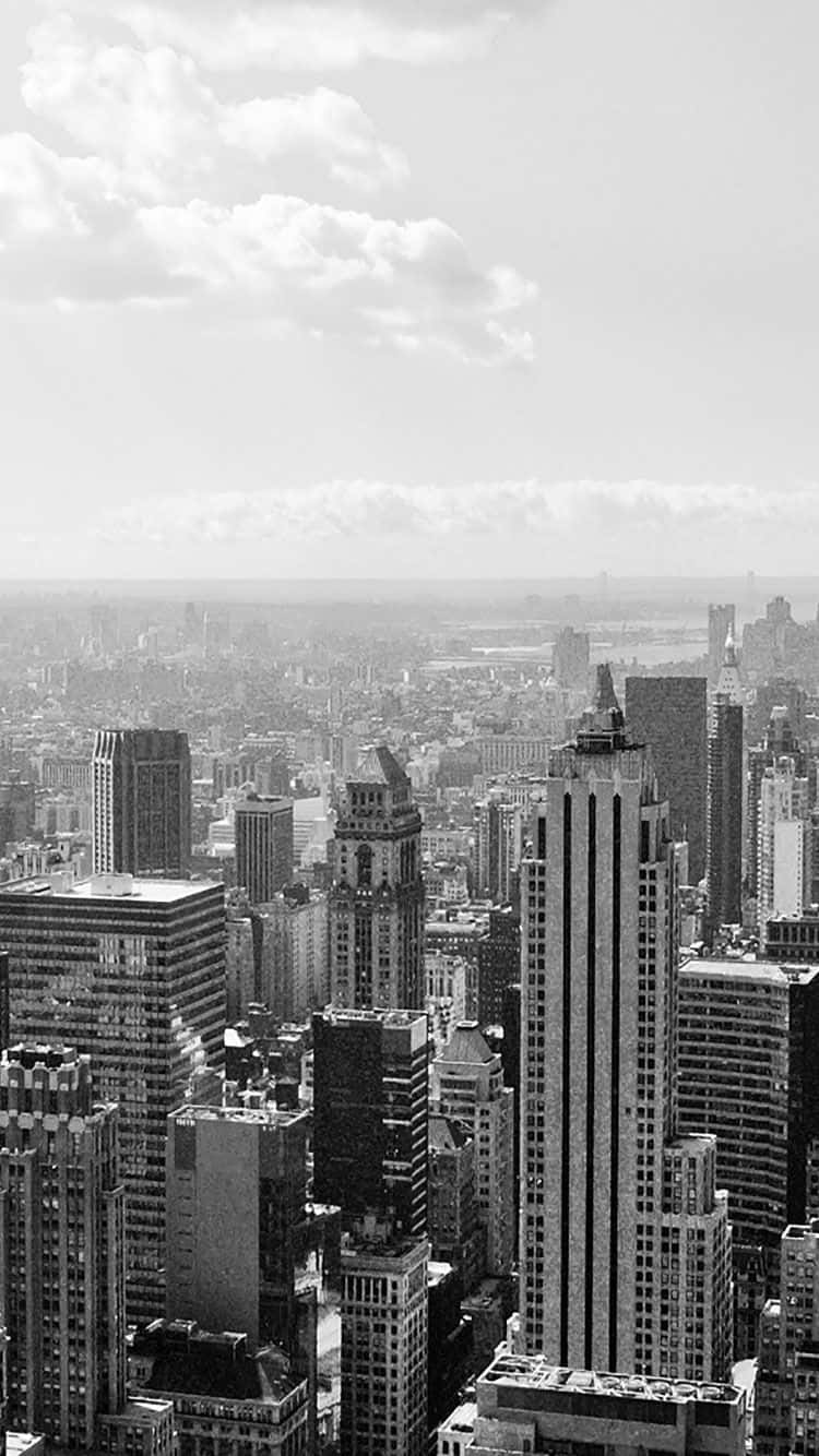 City iPhone, monochrome, aerial view, HD Phone Wallpaper