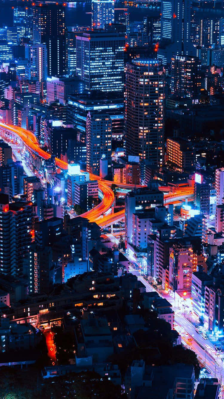 City iPhone, neon-lit cityscape, night, HD Phone Wallpaper