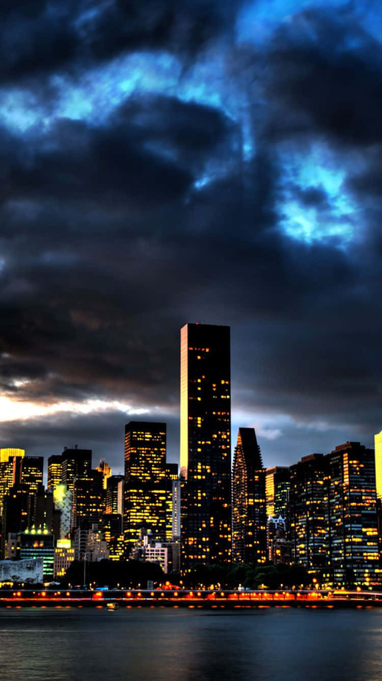 City iPhone, night, city skyline, HD Phone Wallpaper
