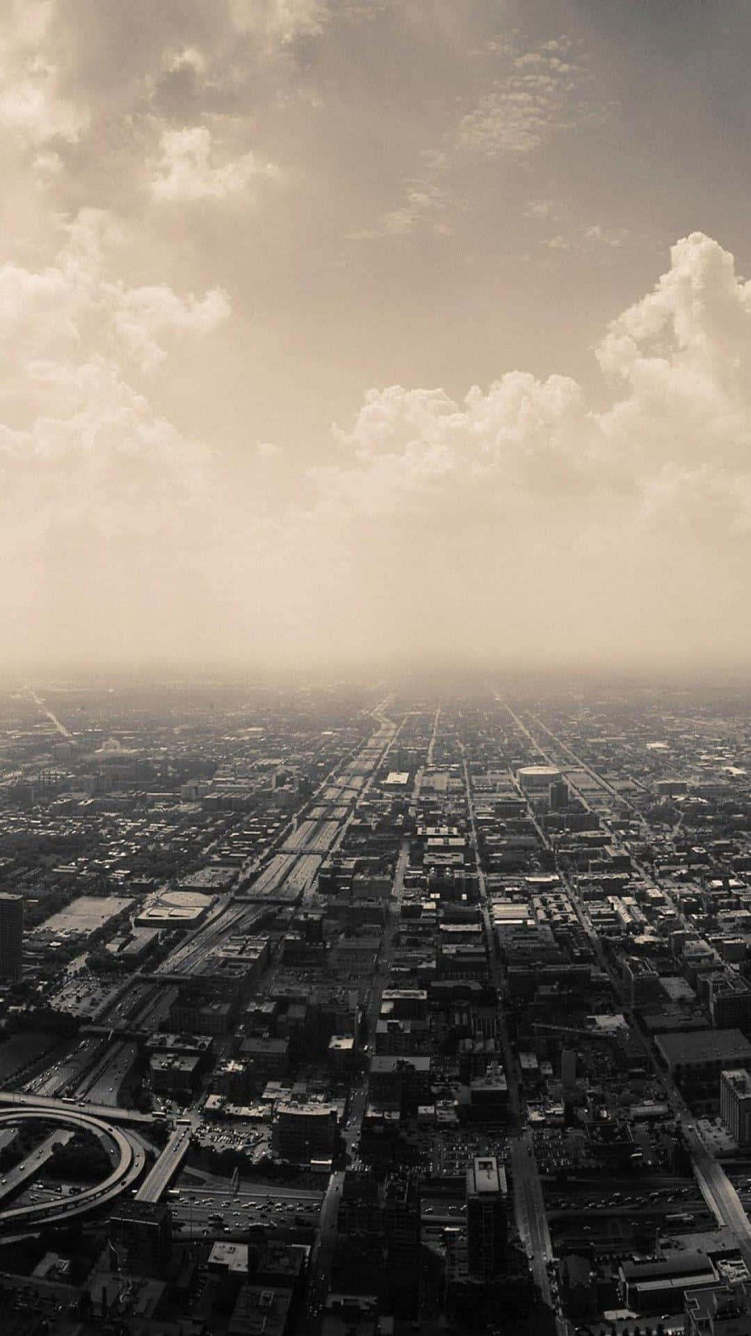 1080x1920, Gloomy City, aerial sepia-toned view, Full HD Phone Wallpaper