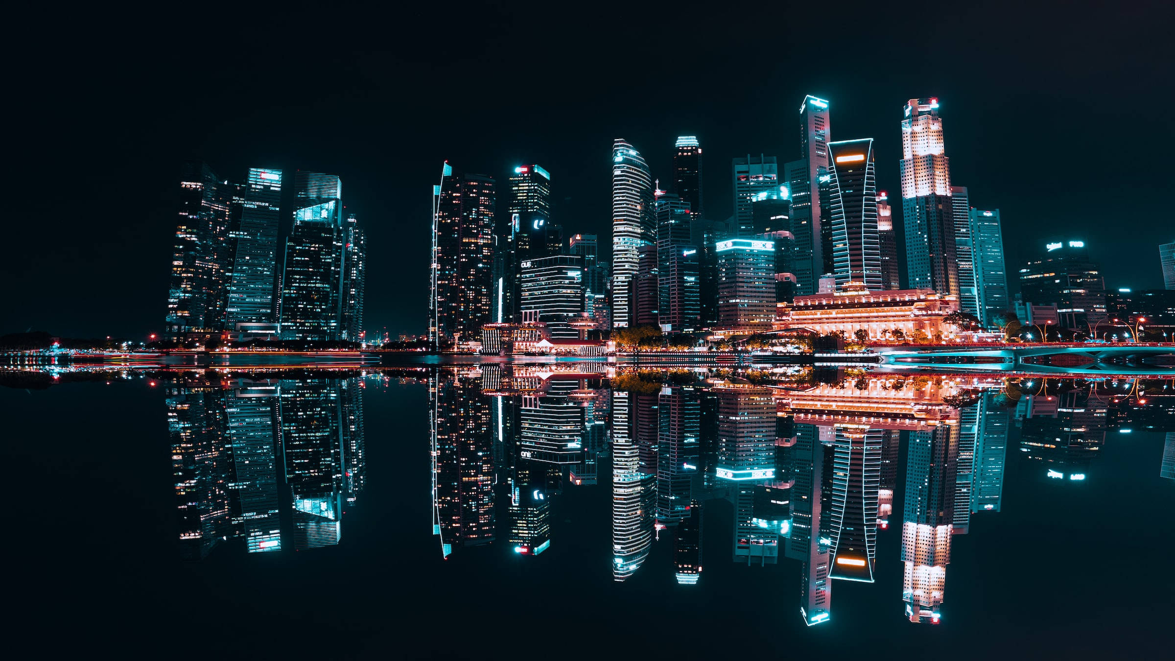 City Night, skyscrapers, neon lights, Full HD Desktop Wallpaper