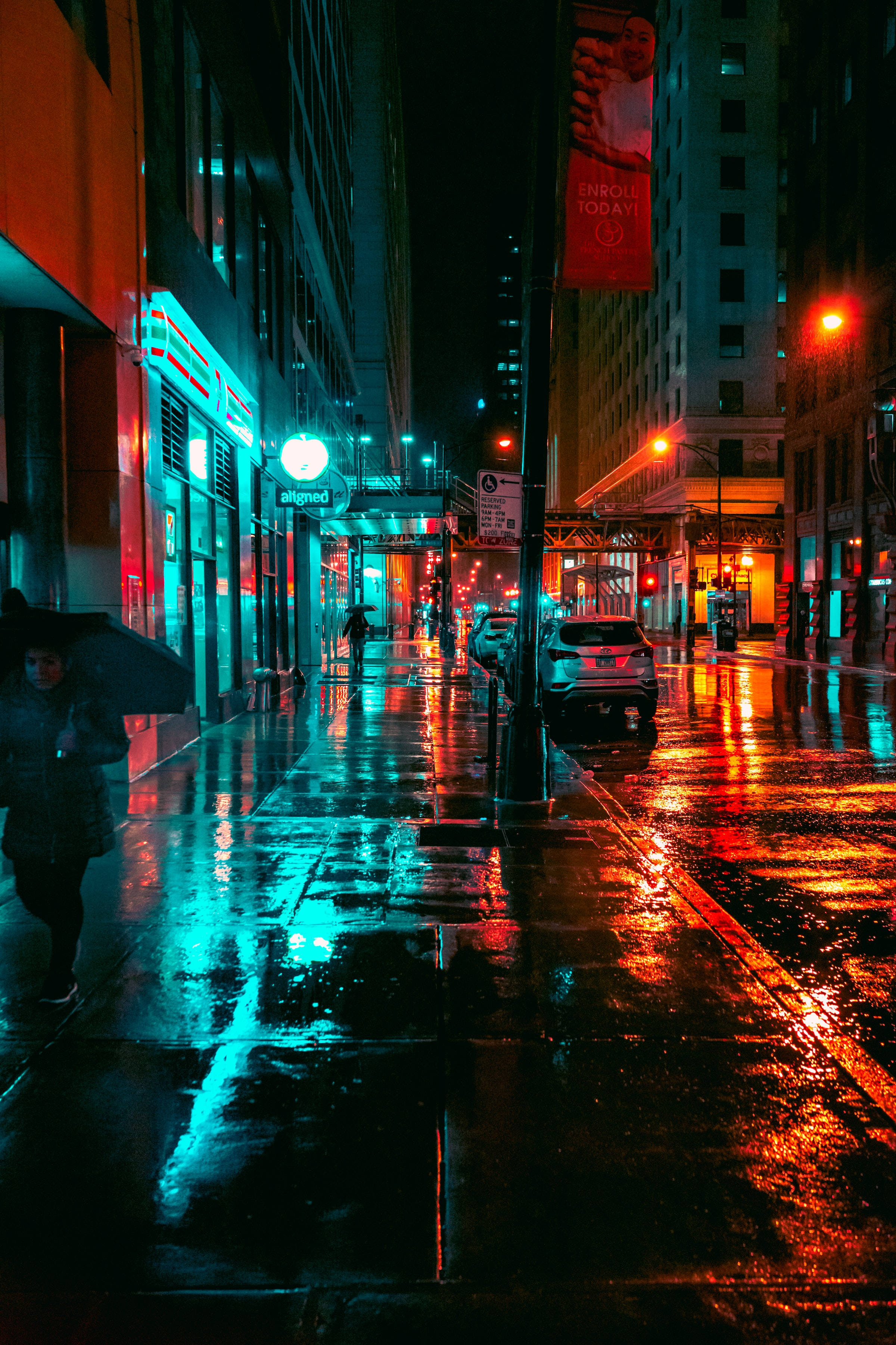 City Night, orange, blue, 2K Phone Wallpaper