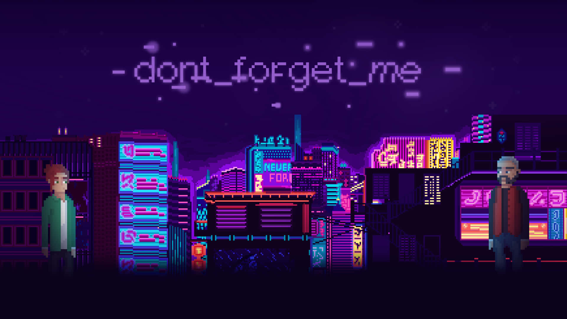 Cyberpunk Pixel Art, pixel-art cityscape, night, Full HD Desktop Wallpaper