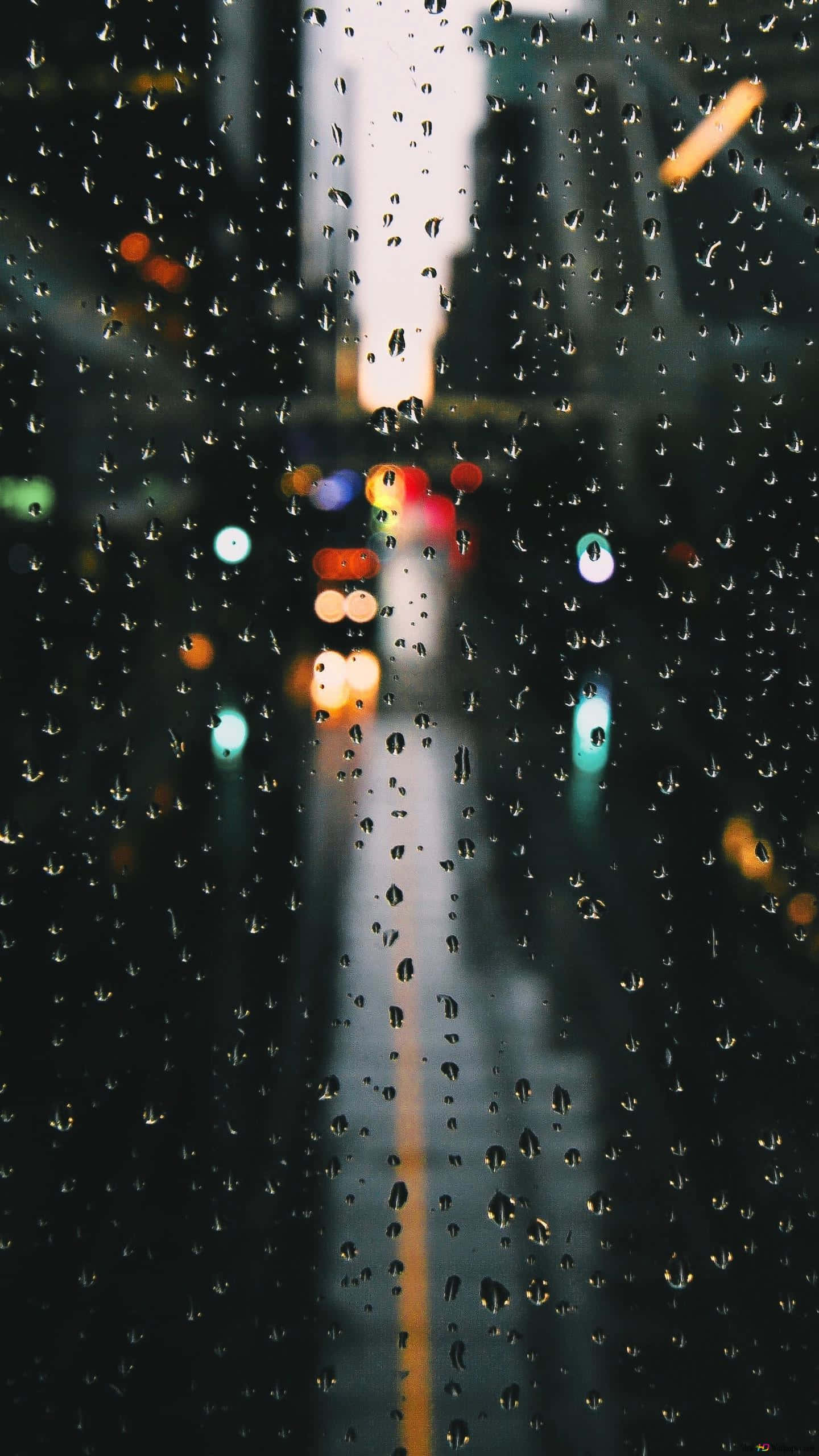 Raindrops, window, city lights, 2K Phone Wallpaper
