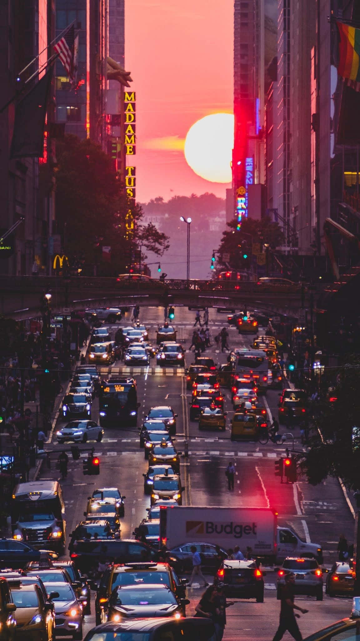 City Sunset iPhone, sunset, traffic, Full HD Phone Wallpaper